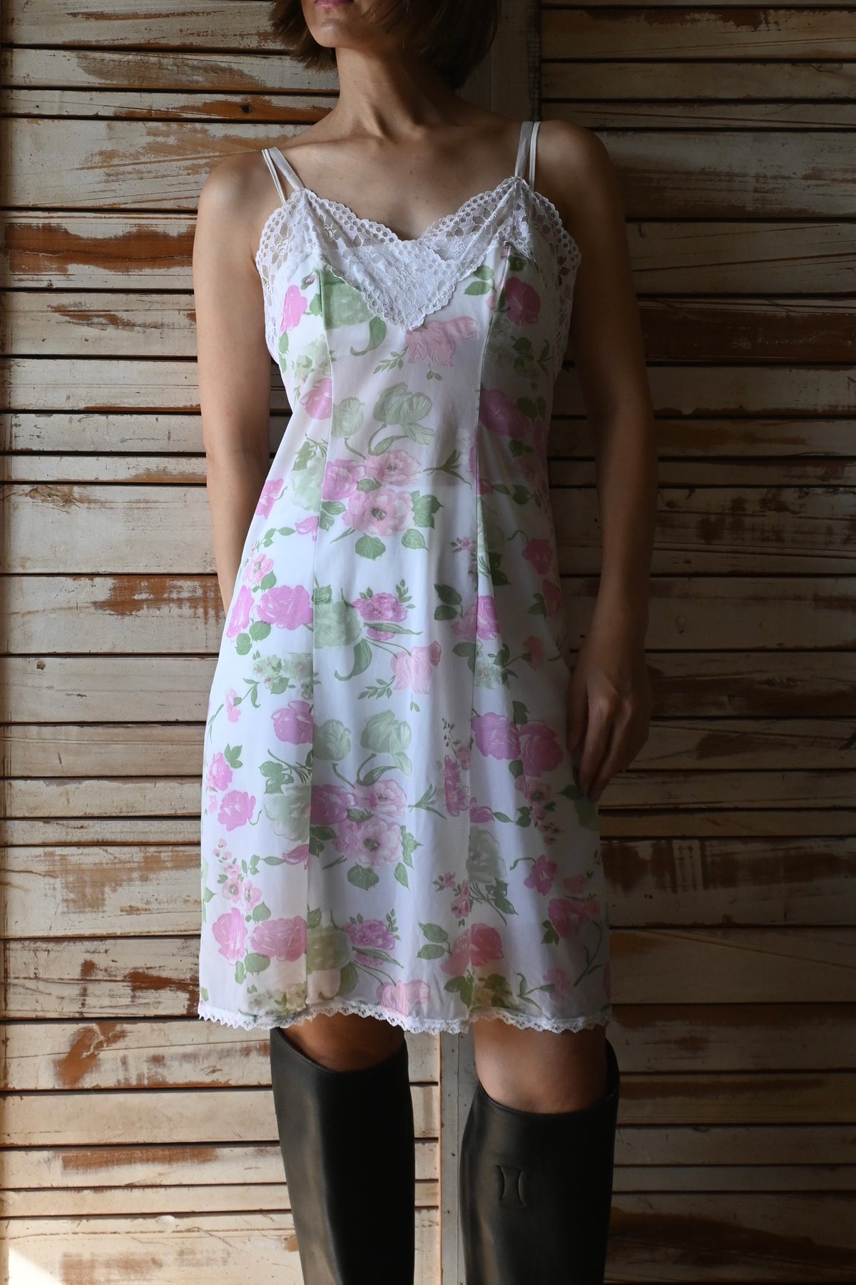 60's-70's Flower slip dress