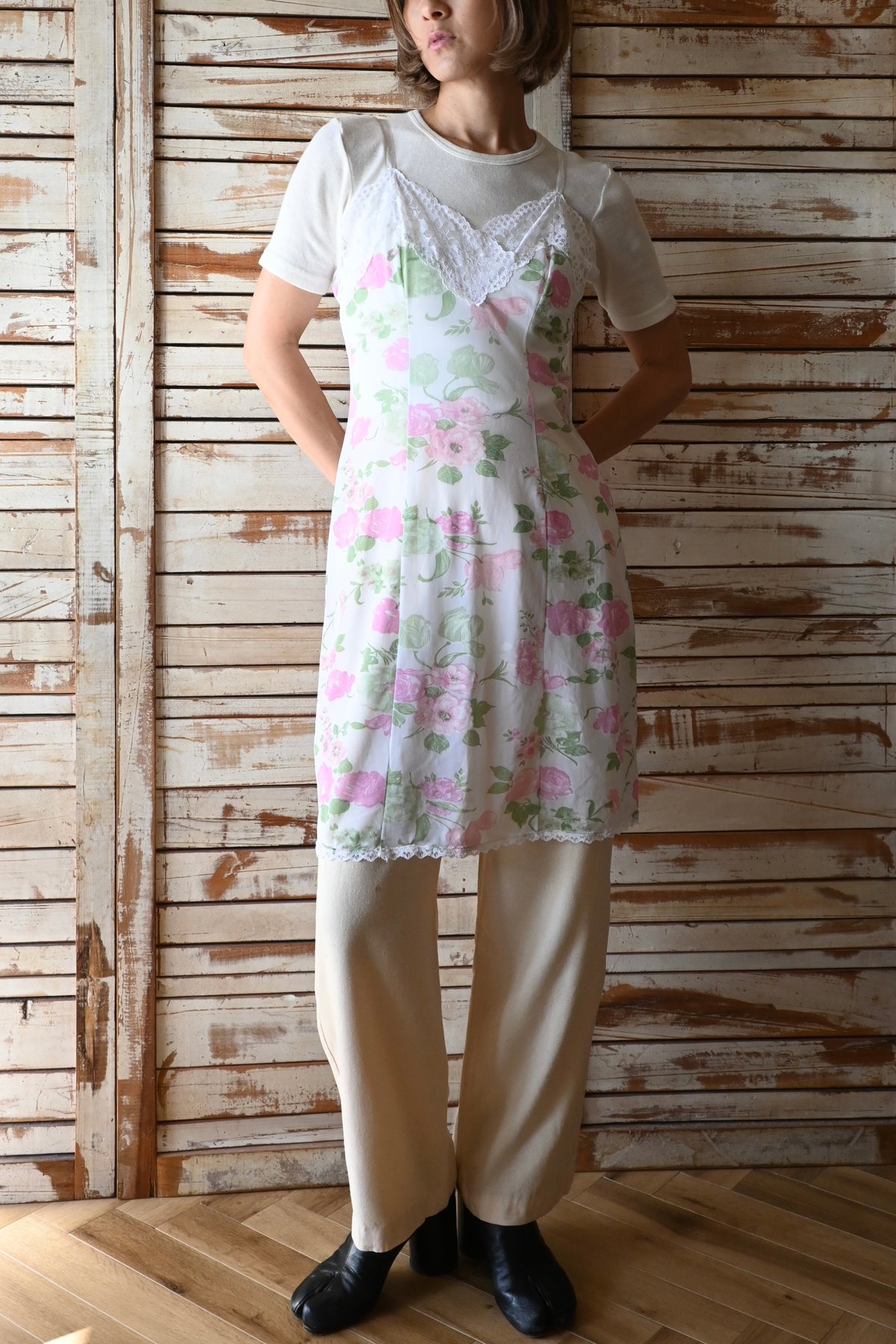 60's-70's Flower slip dress