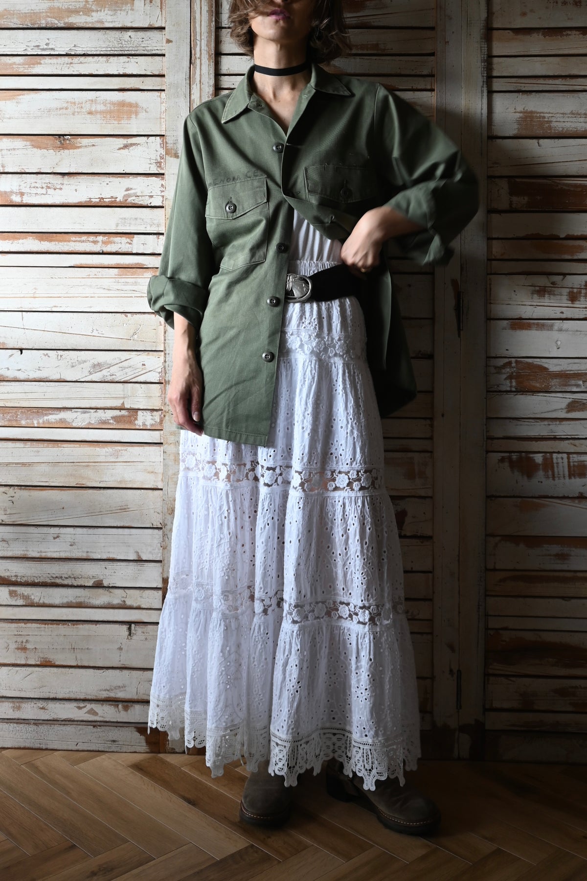 70's U.S. Army OG-507 Utility shirt/KHAKI
