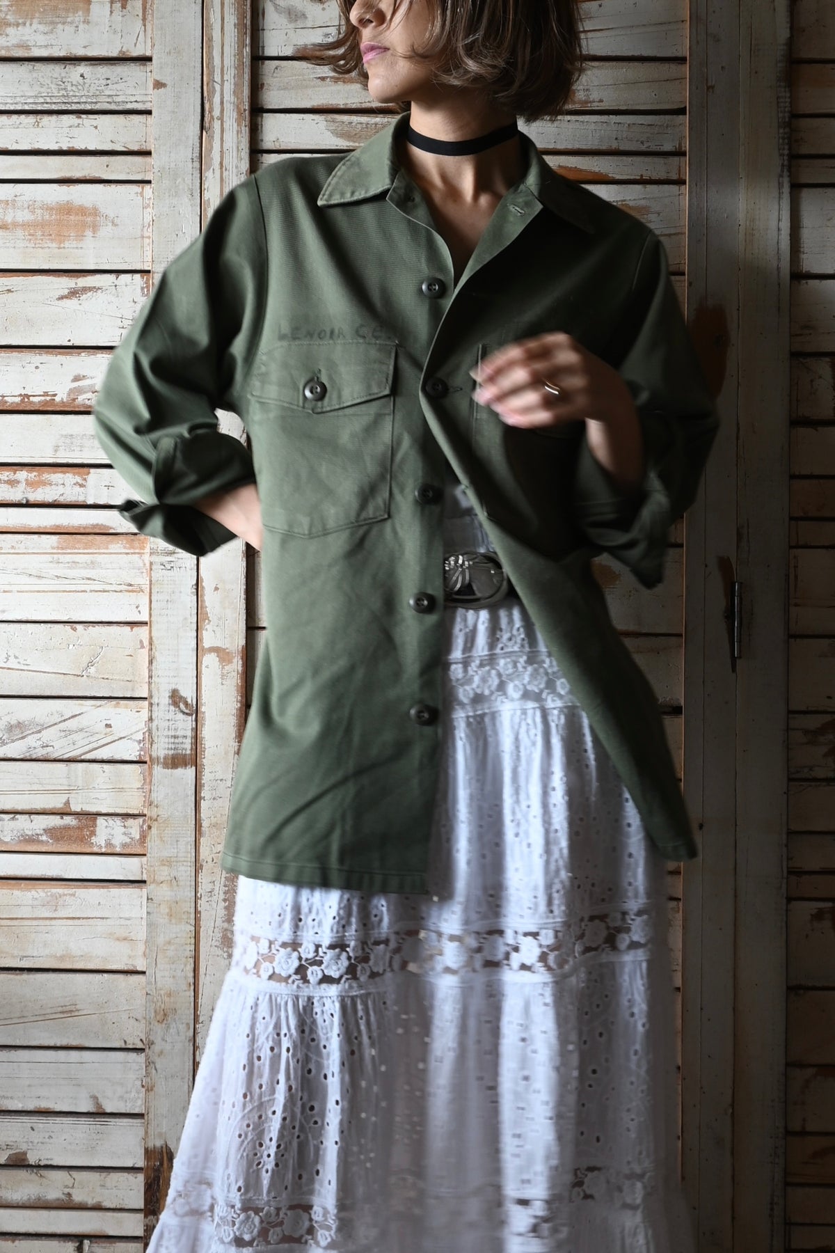 70's U.S. Army OG-507 Utility shirt/KHAKI