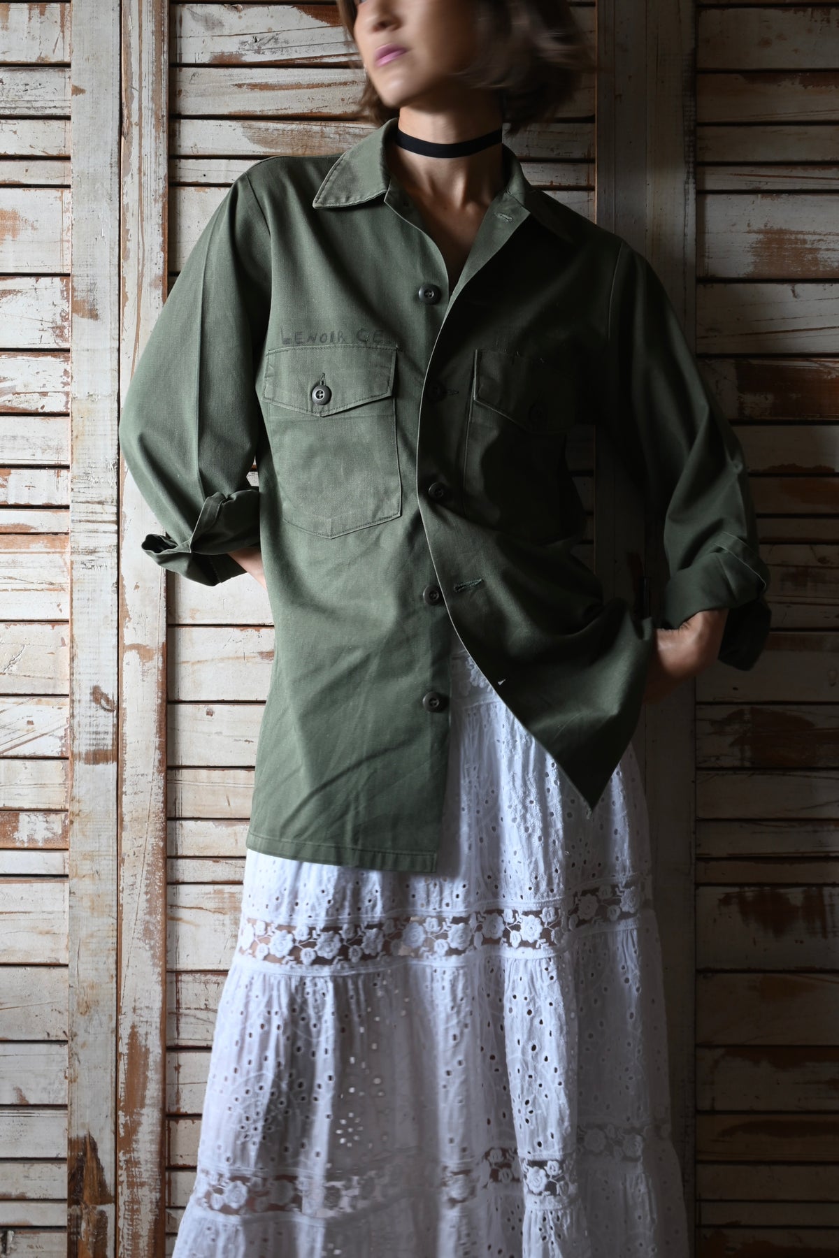 70's U.S. Army OG-507 Utility shirt/KHAKI