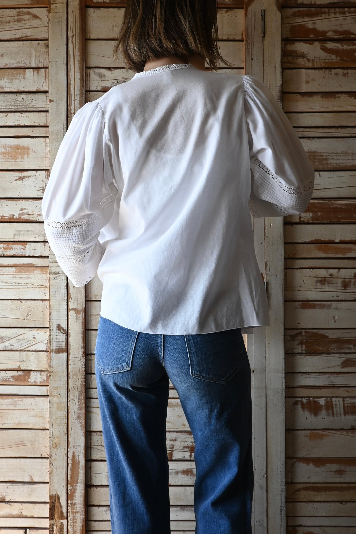 EURO Cutwork lace blouse/WHITE