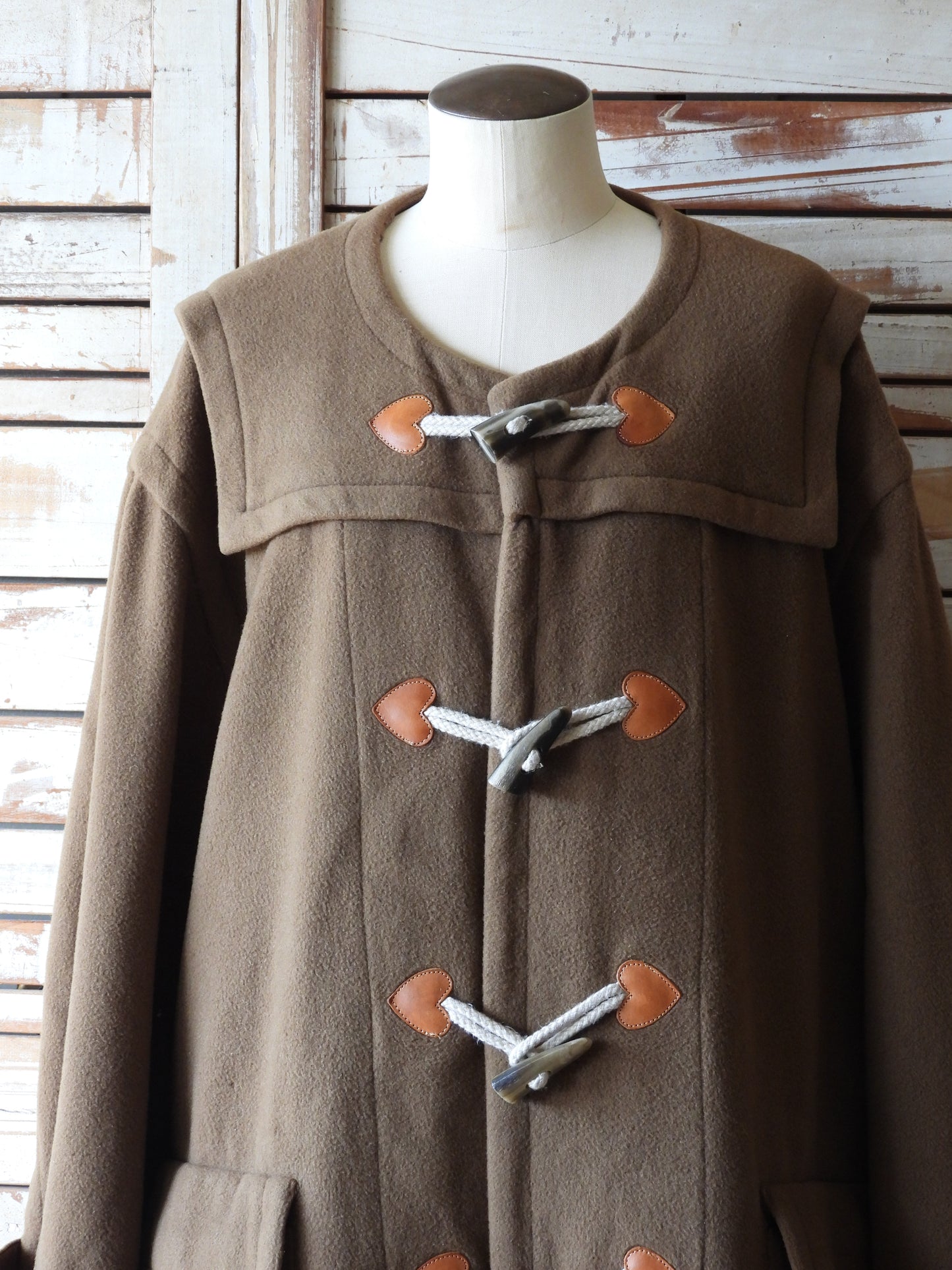 '90s Wool heart duffle coat / Moschino Cheap Chic/BROWN