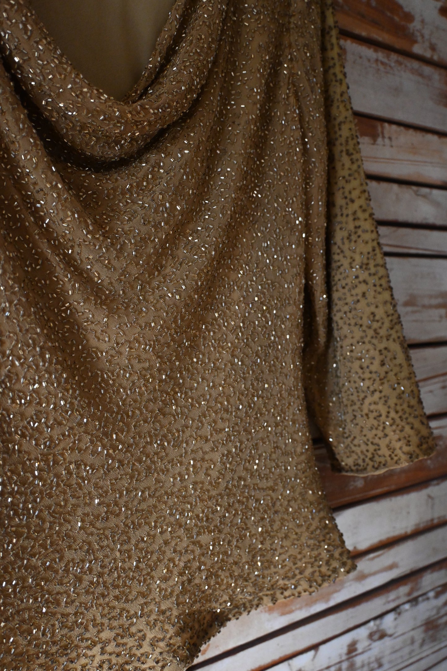 "Laurence Kazar" sequin tops/CAMEL