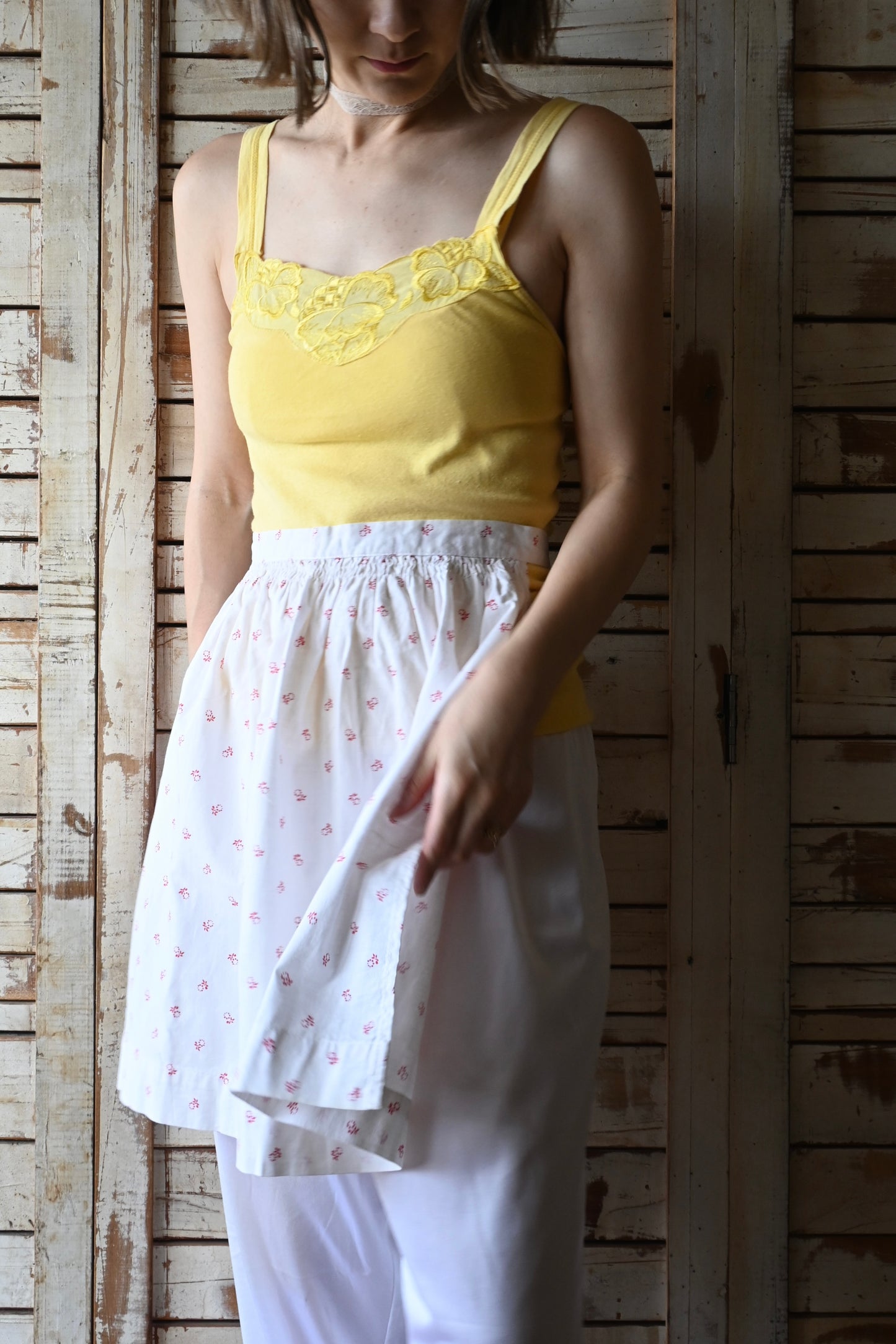 EURO Cotton embroidery camisole/YELLOW