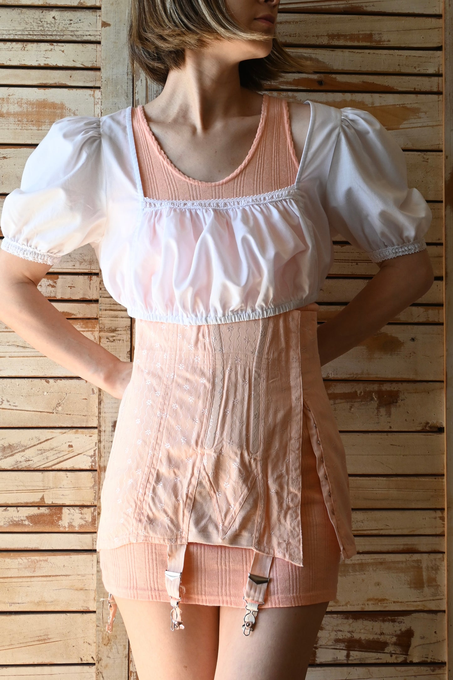 Vintage Corset/CORAL PINK