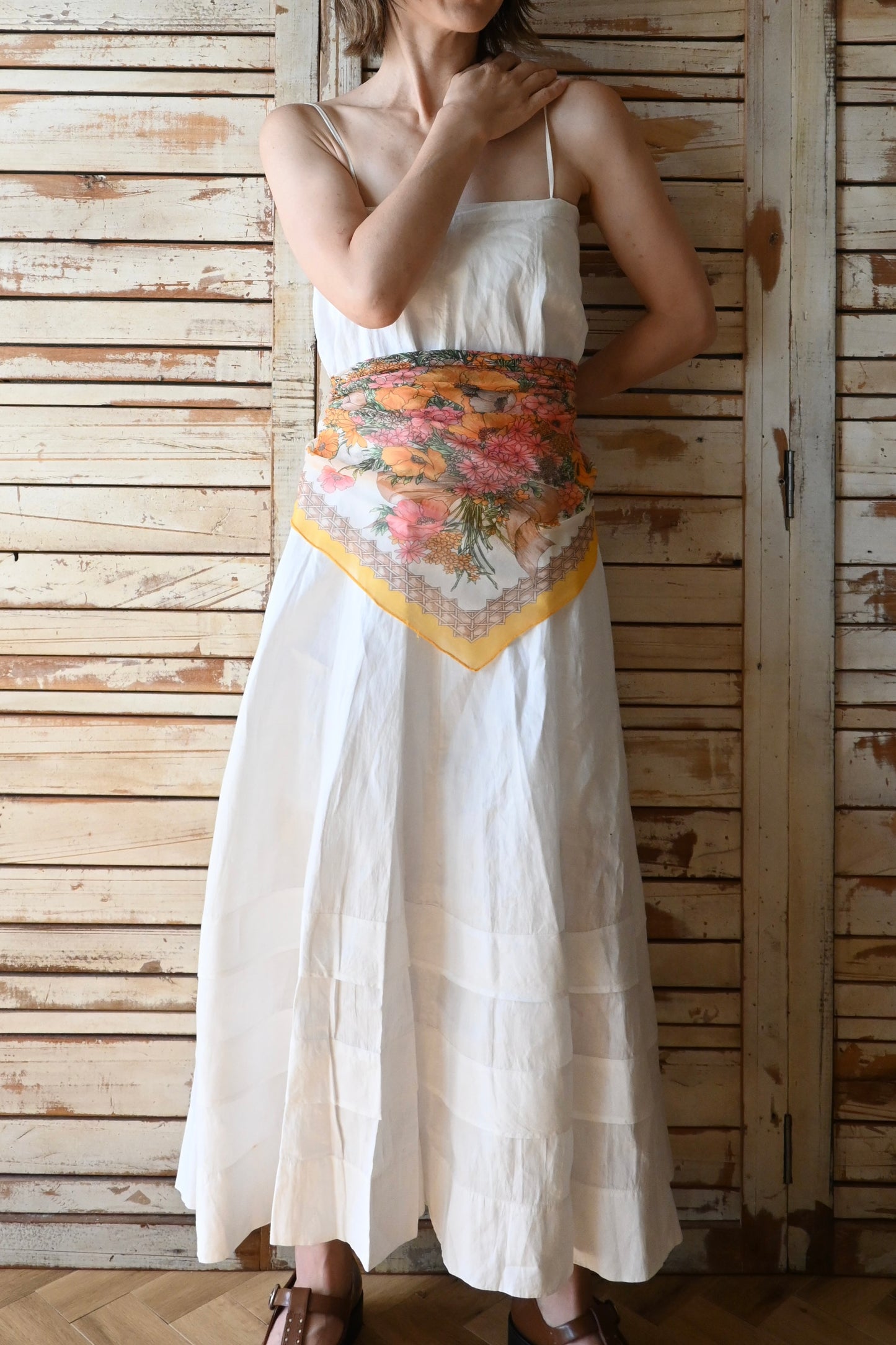 Vintage floral scarf/YELLOW