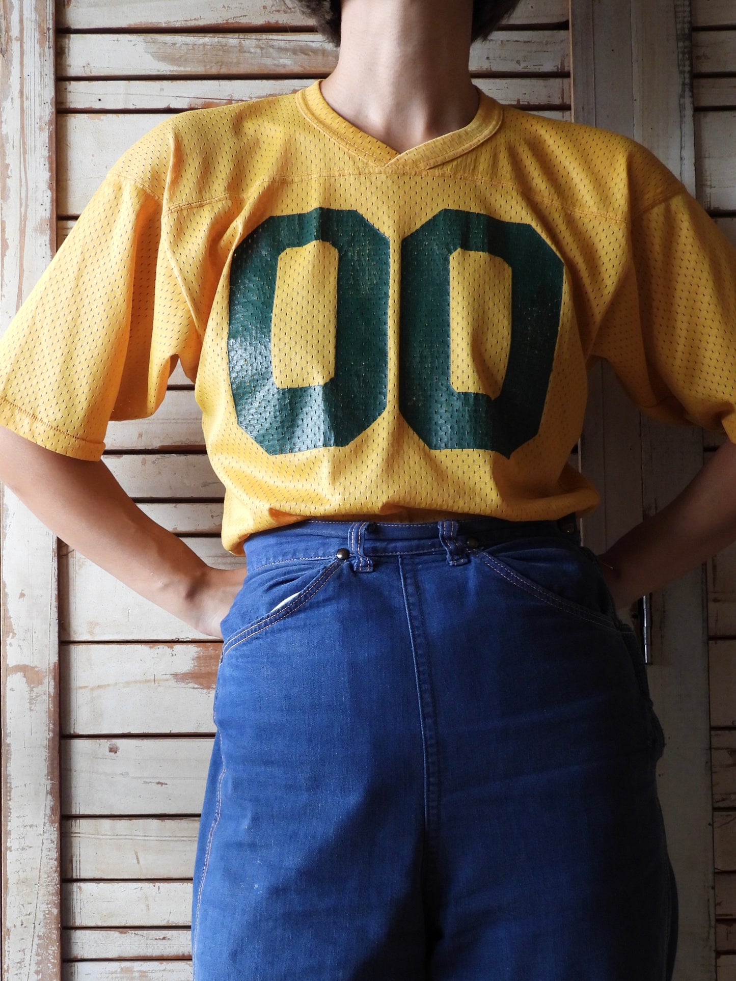 Mesh football tee /MUSTARD