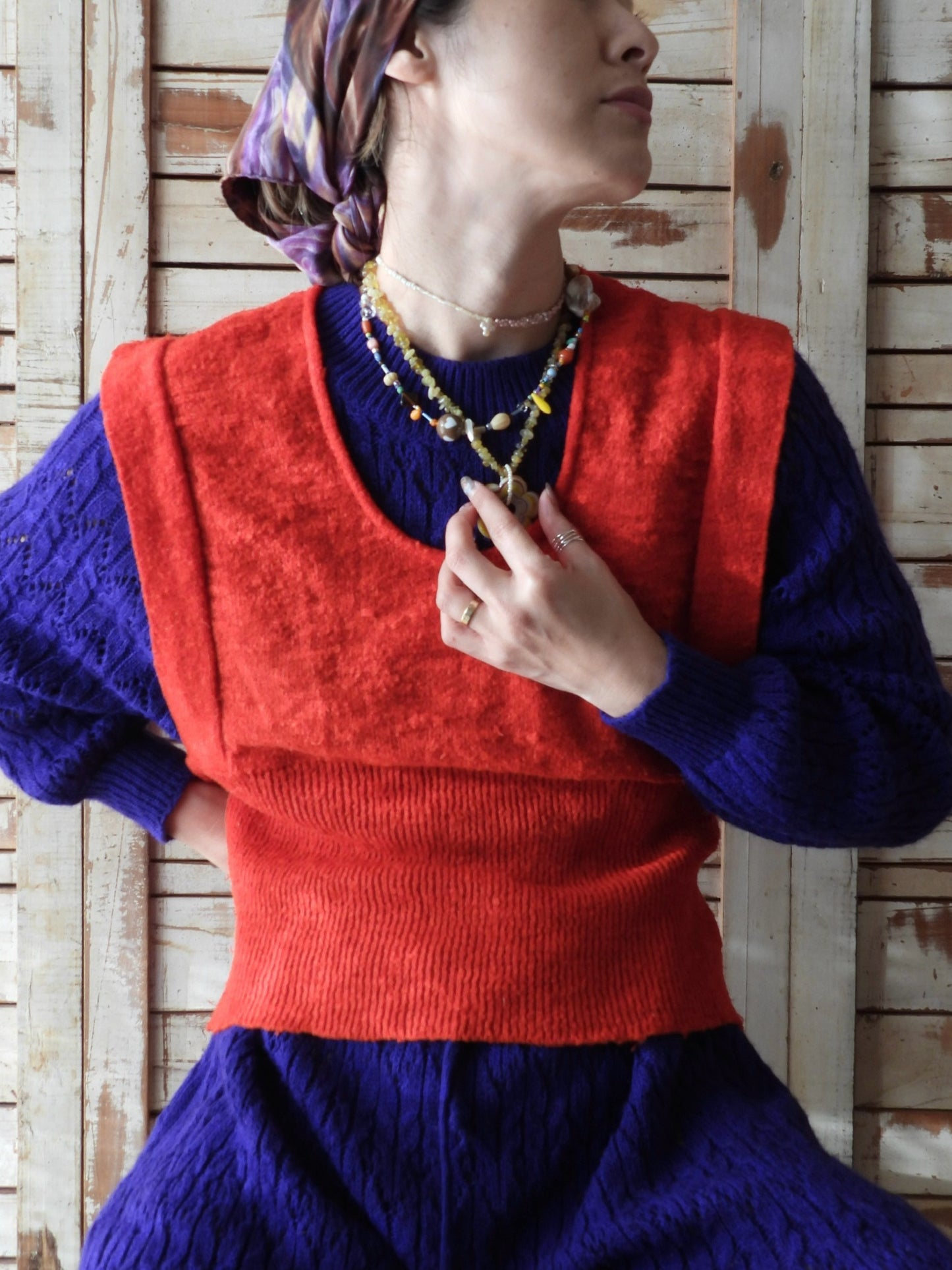 Knit vest/RED