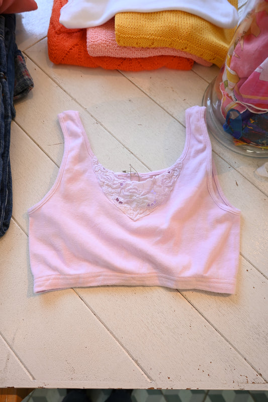 EURO  Cropped lace top/PINK