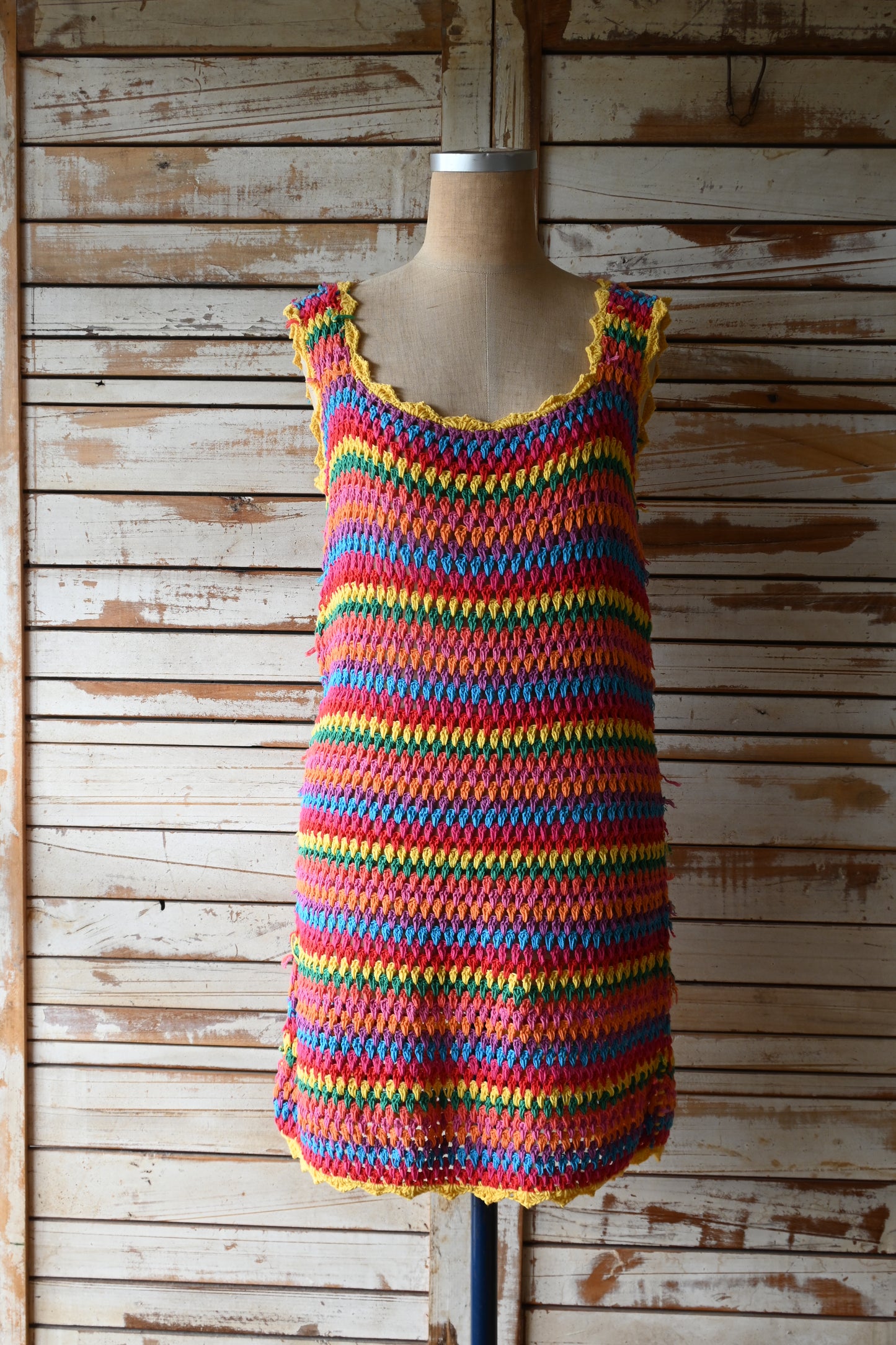 Handmade crochet cotton dress/MULTI