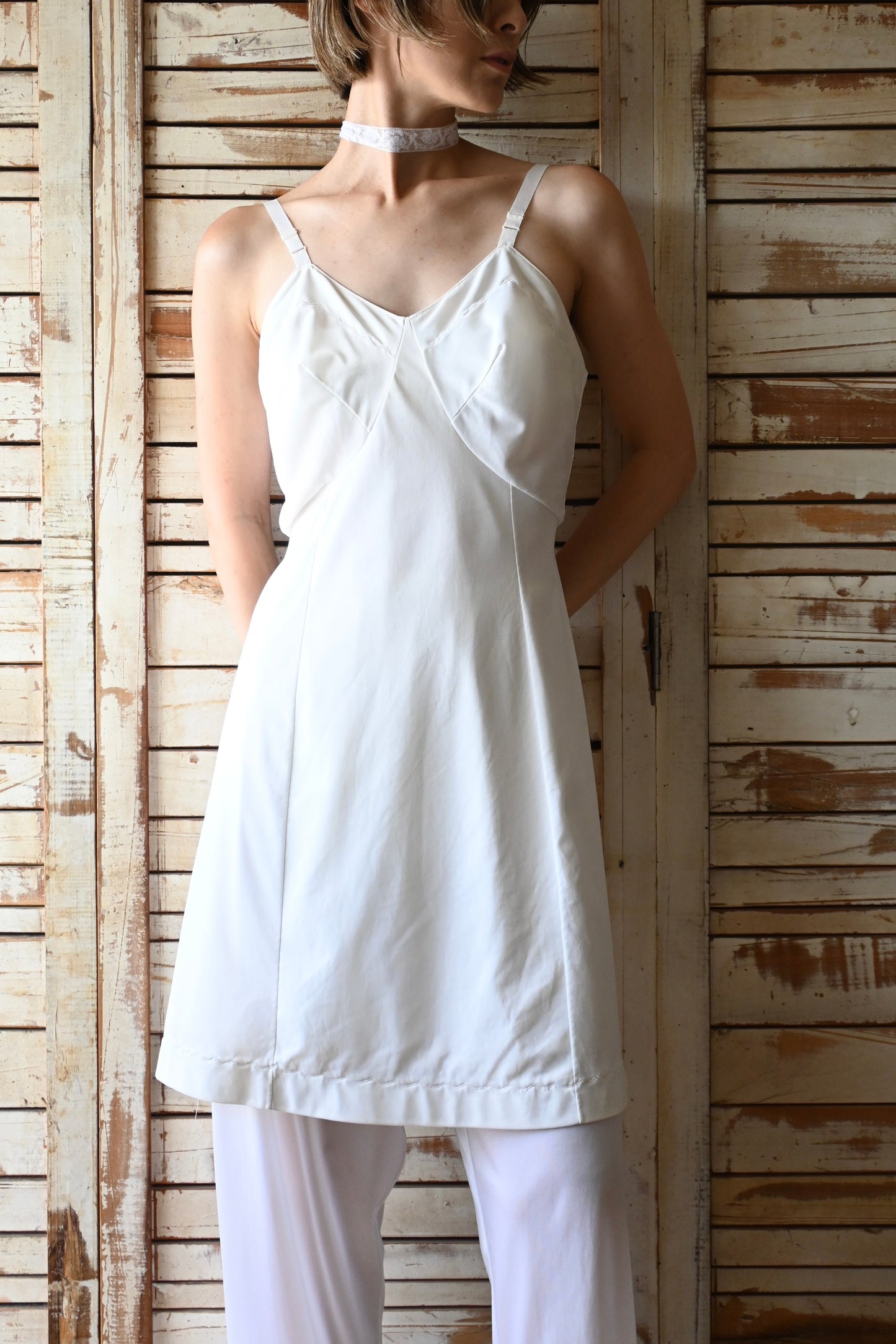 70's Slip dress/WHITE