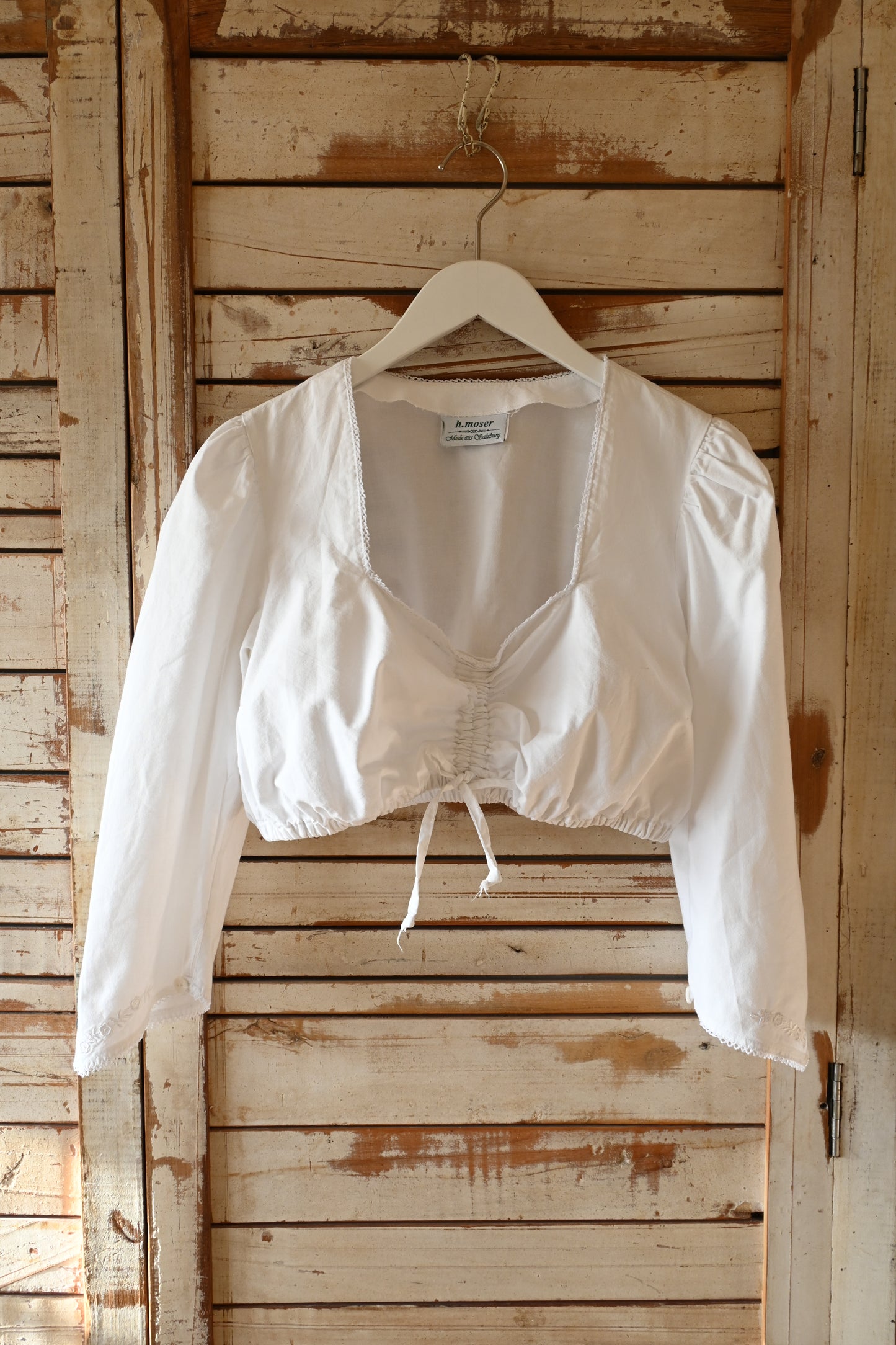EURO Cropped shirring blouse/WHITE