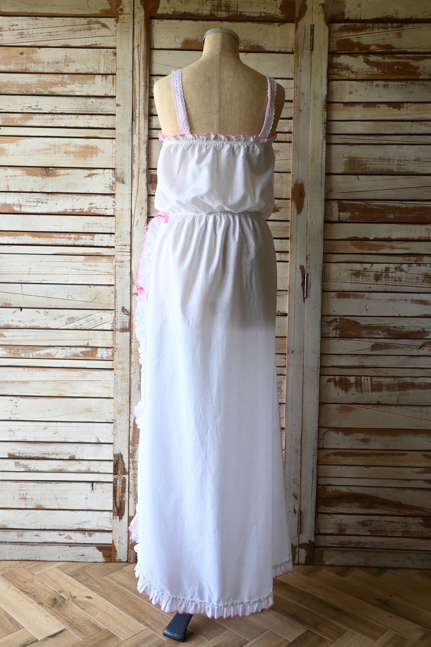 Cotton frill slit dress/WHITE