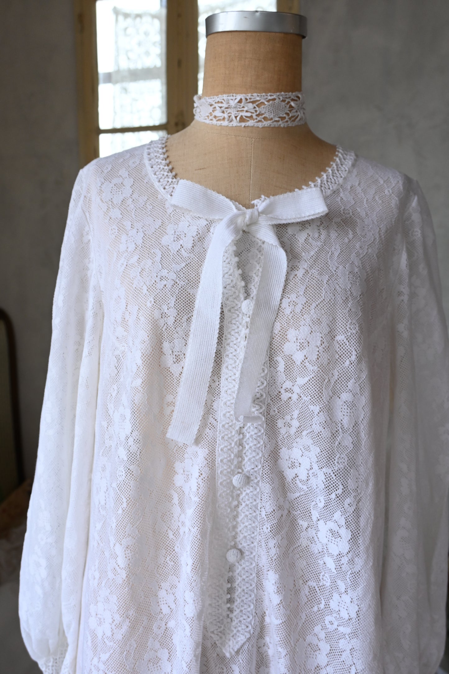 "HANRO" L/S Lace mini dress/WHITE