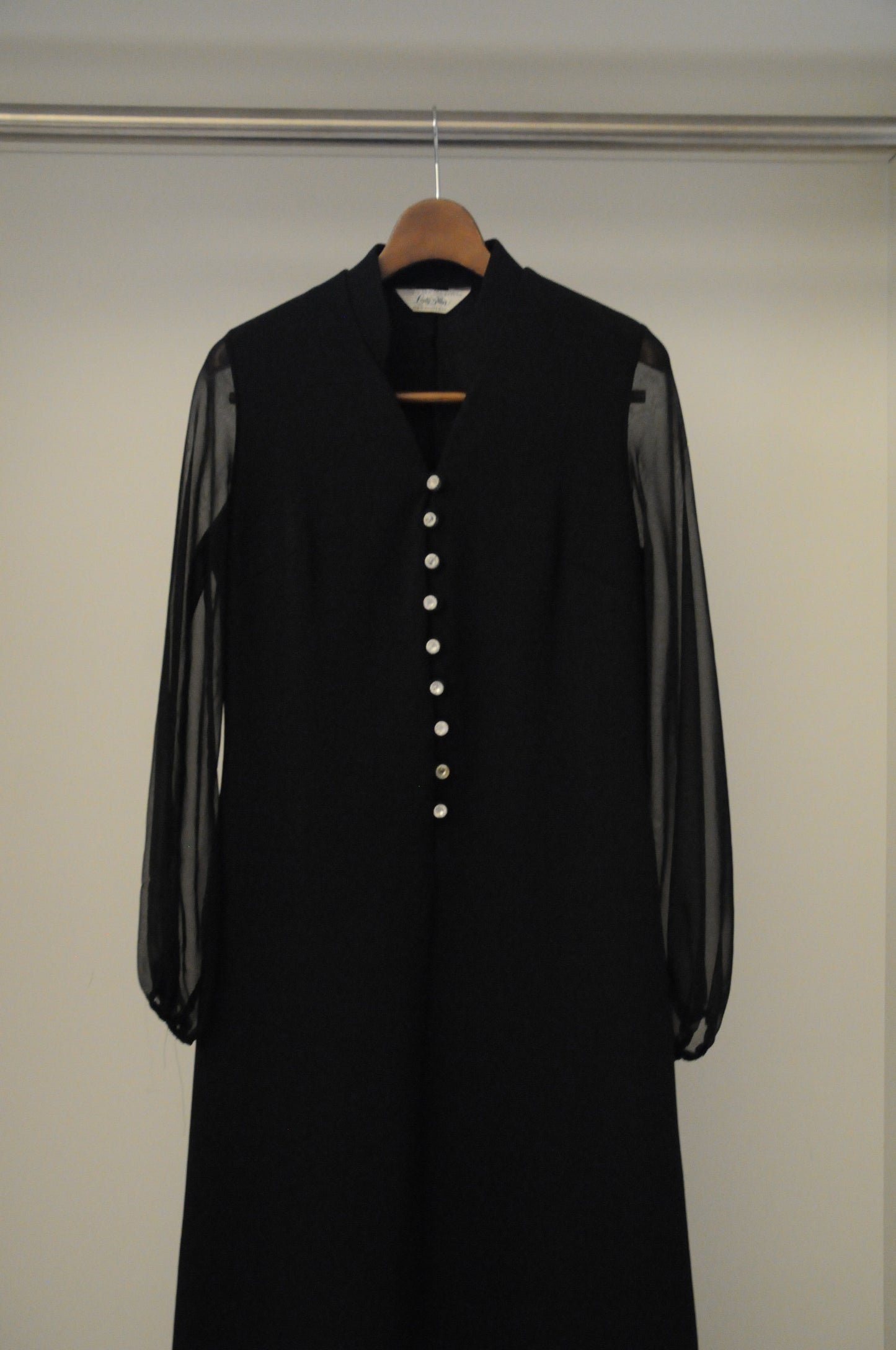 60's-70's Black long dress/BLACK