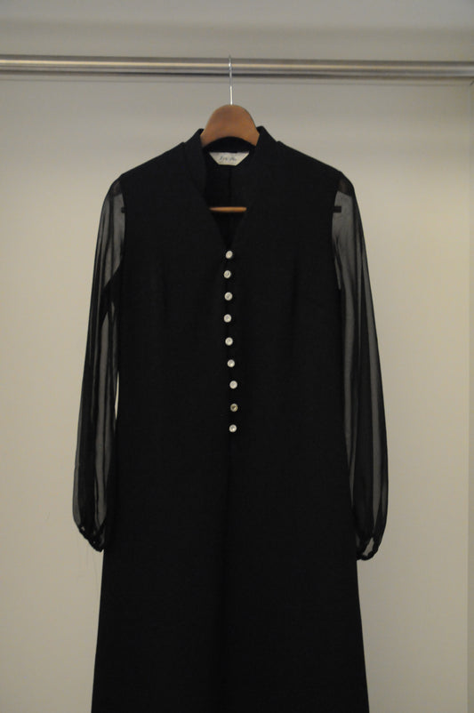 60's-70's Black long dress/BLACK