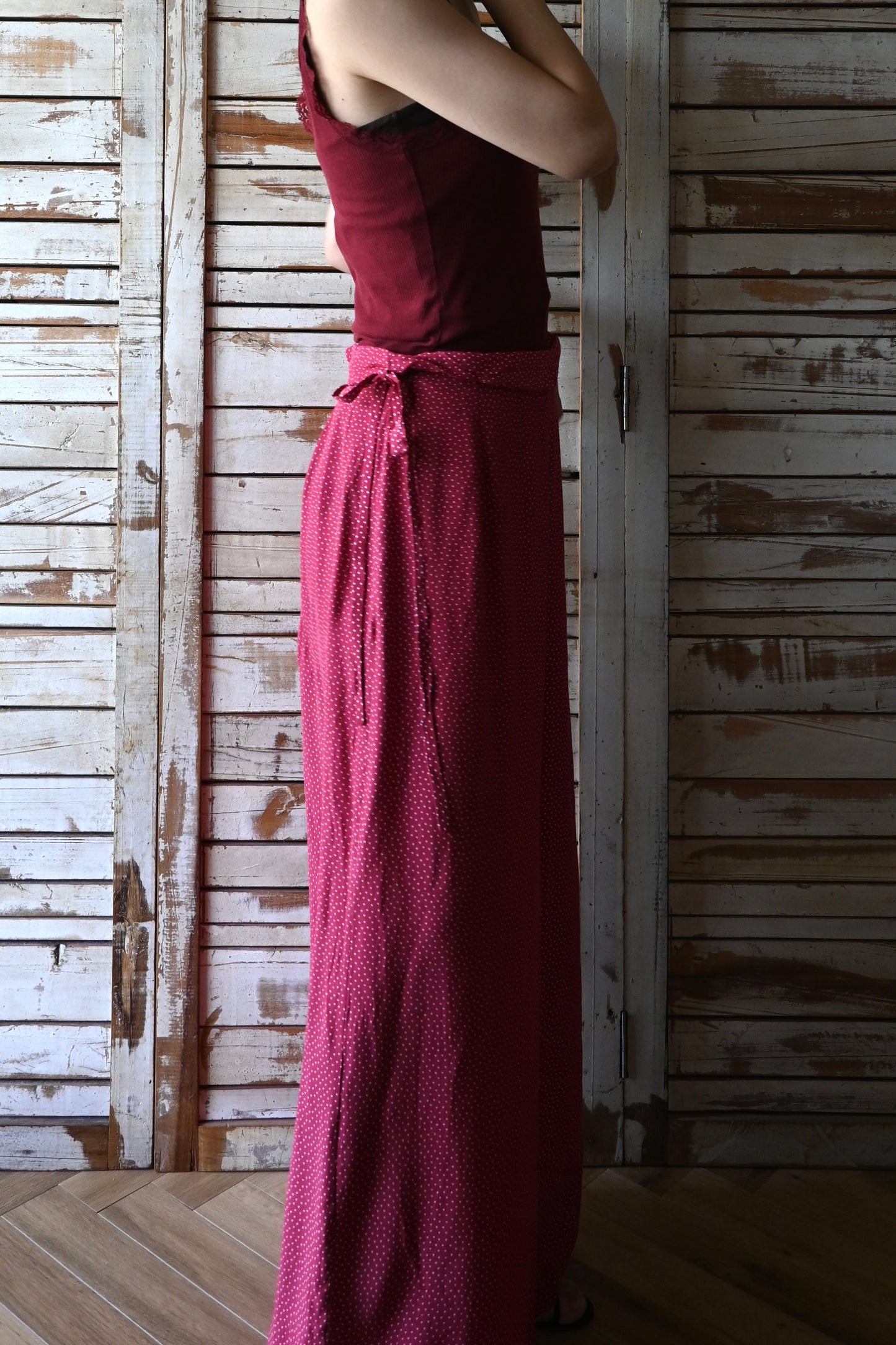 Dot wide pants/RED