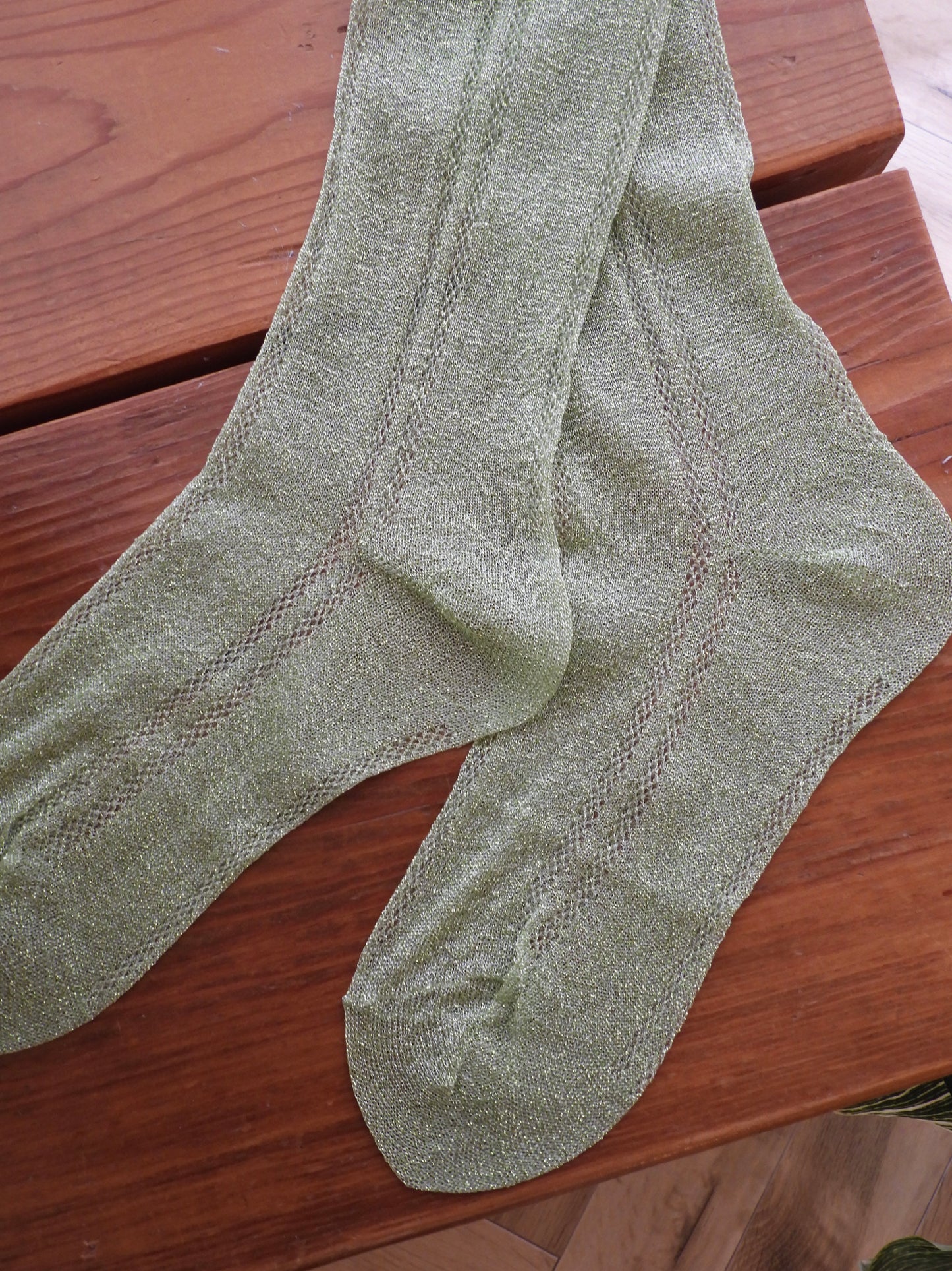 "MOSCHINO" glitter knit socks/GREEN