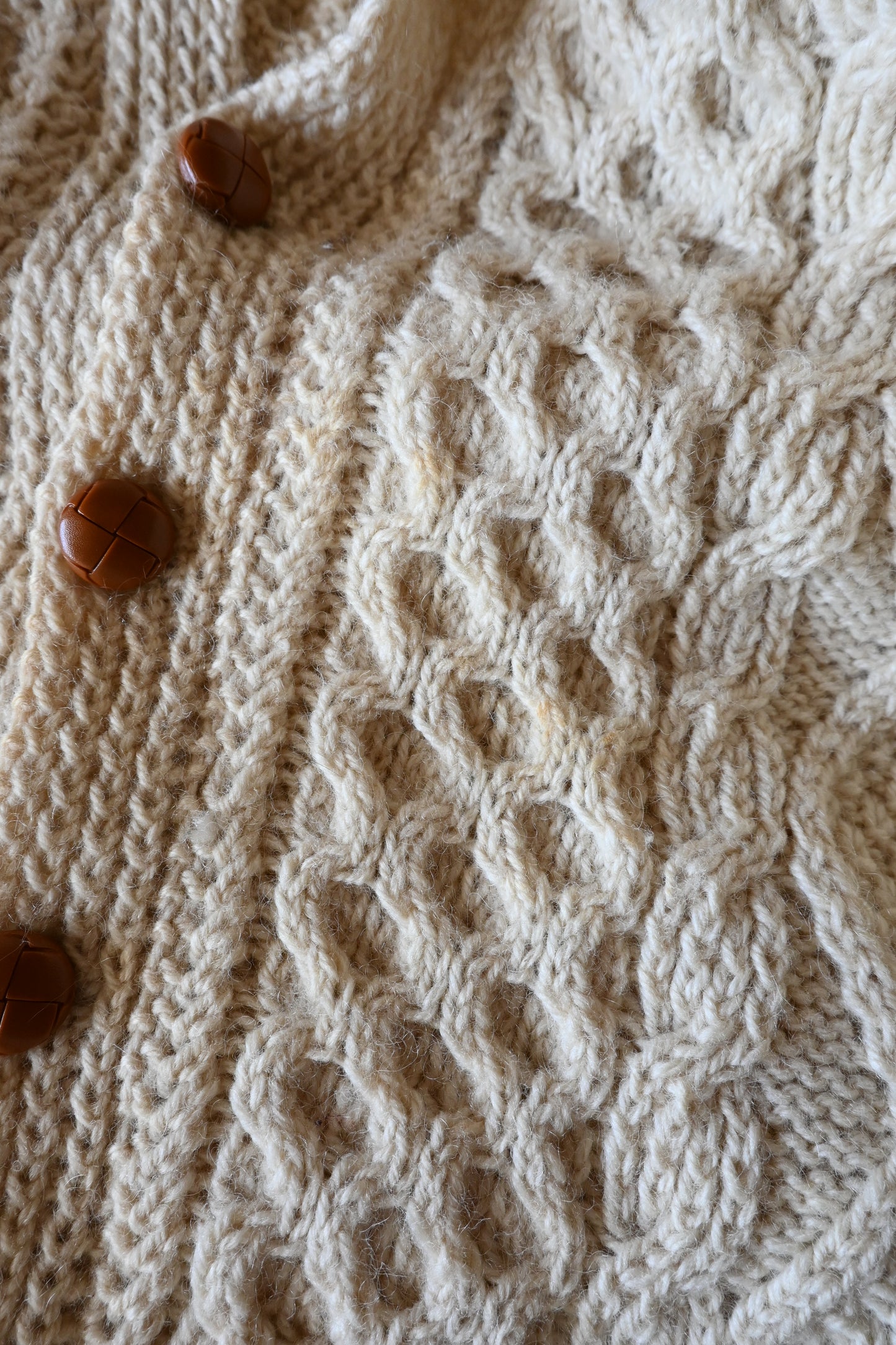 Fisherman knit cardigan/IVORY
