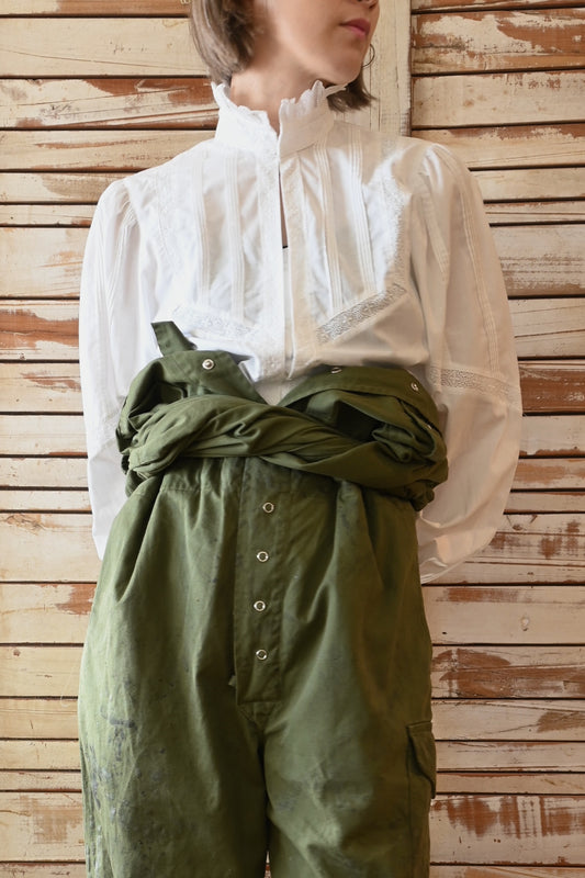 EURO Vintage cutwork cotton blouse/WHITE
