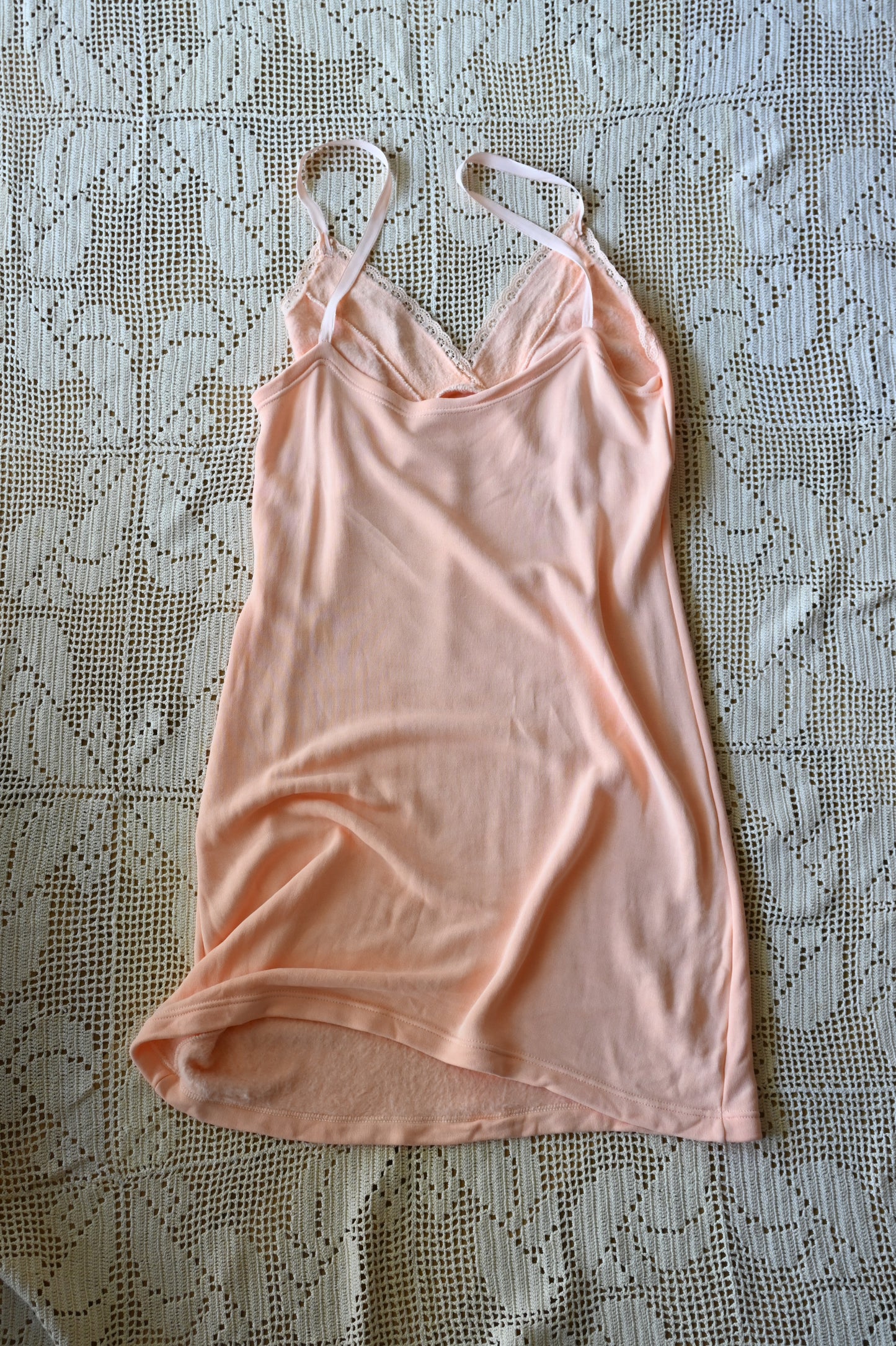 Lace slip mini dress/CORAL PINK