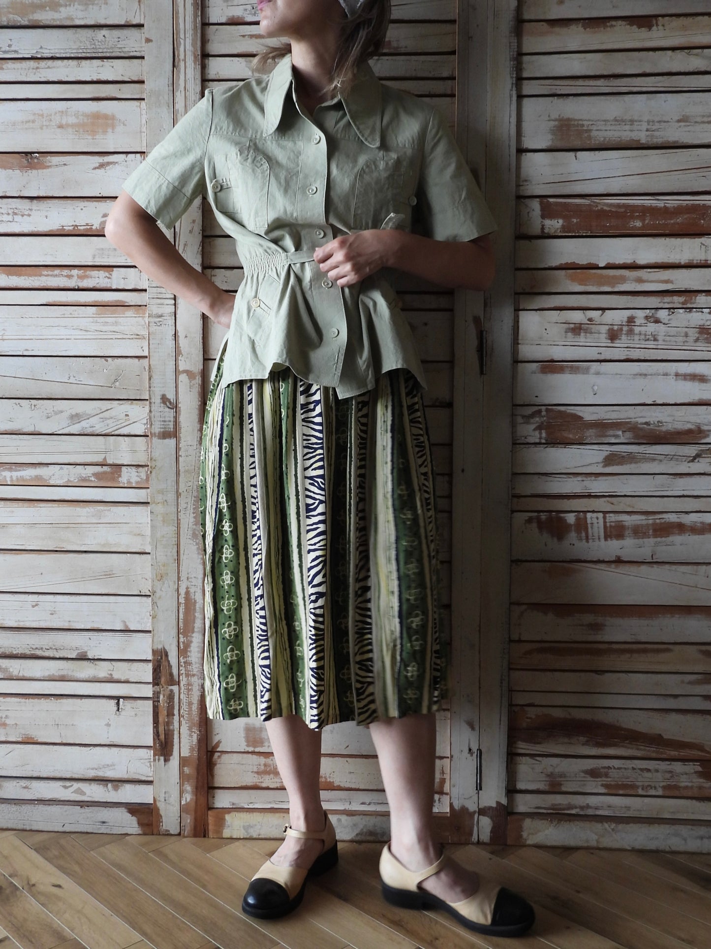 Batik print skirt/GREEN