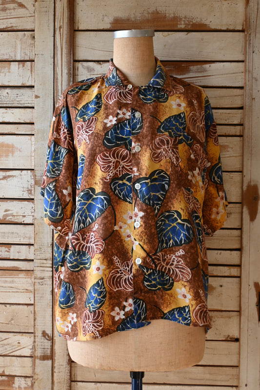 Aloha print shirt/BROWN