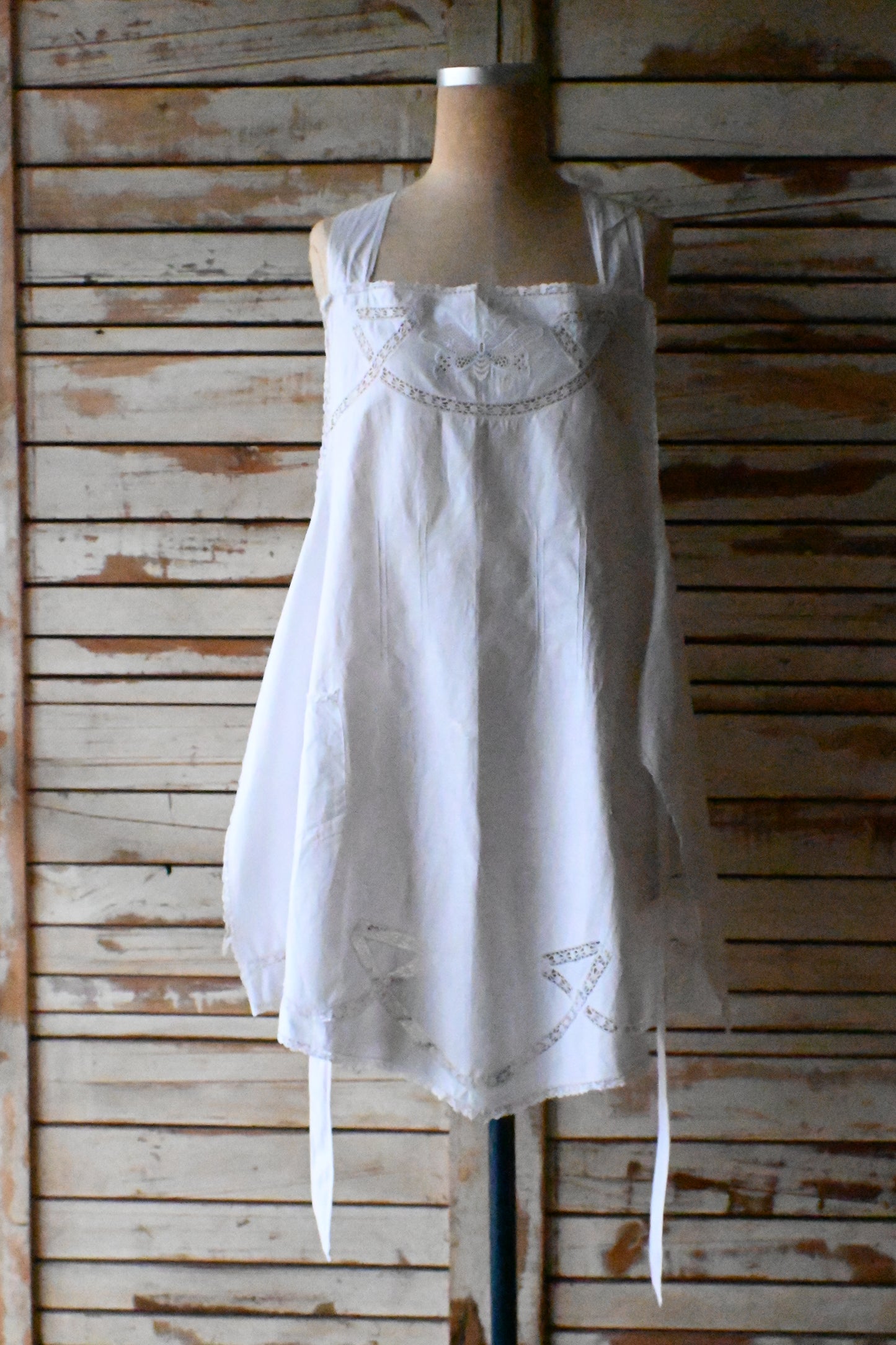 EURO Vintage cotton apron/WHITE