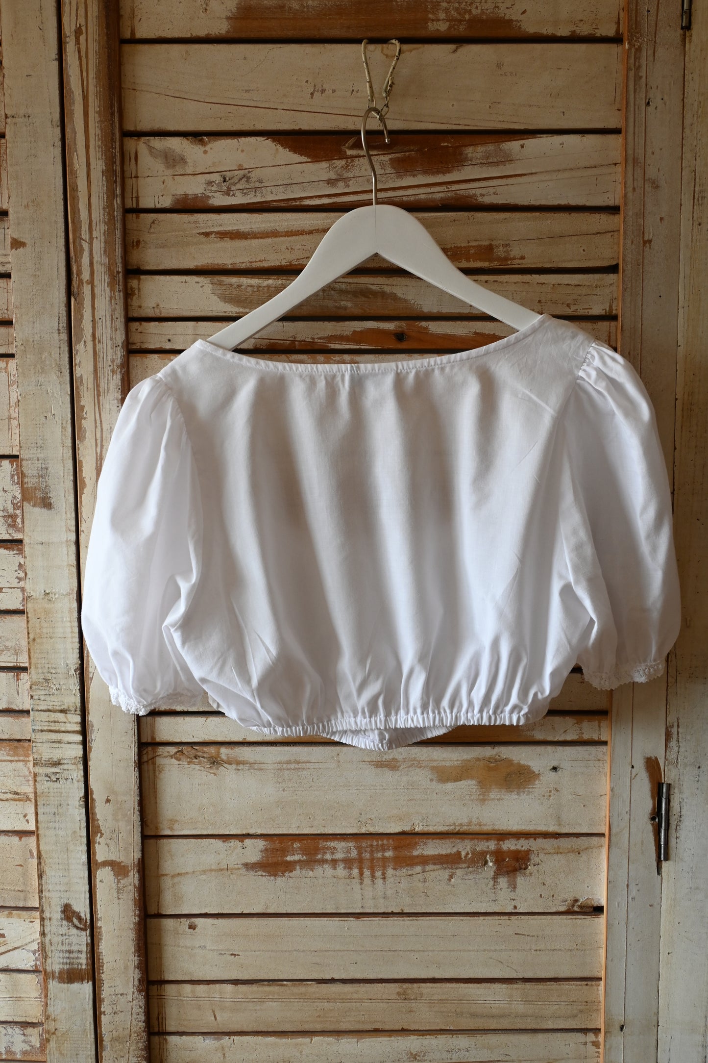 EURO Cropped cotton blouse/WHITE