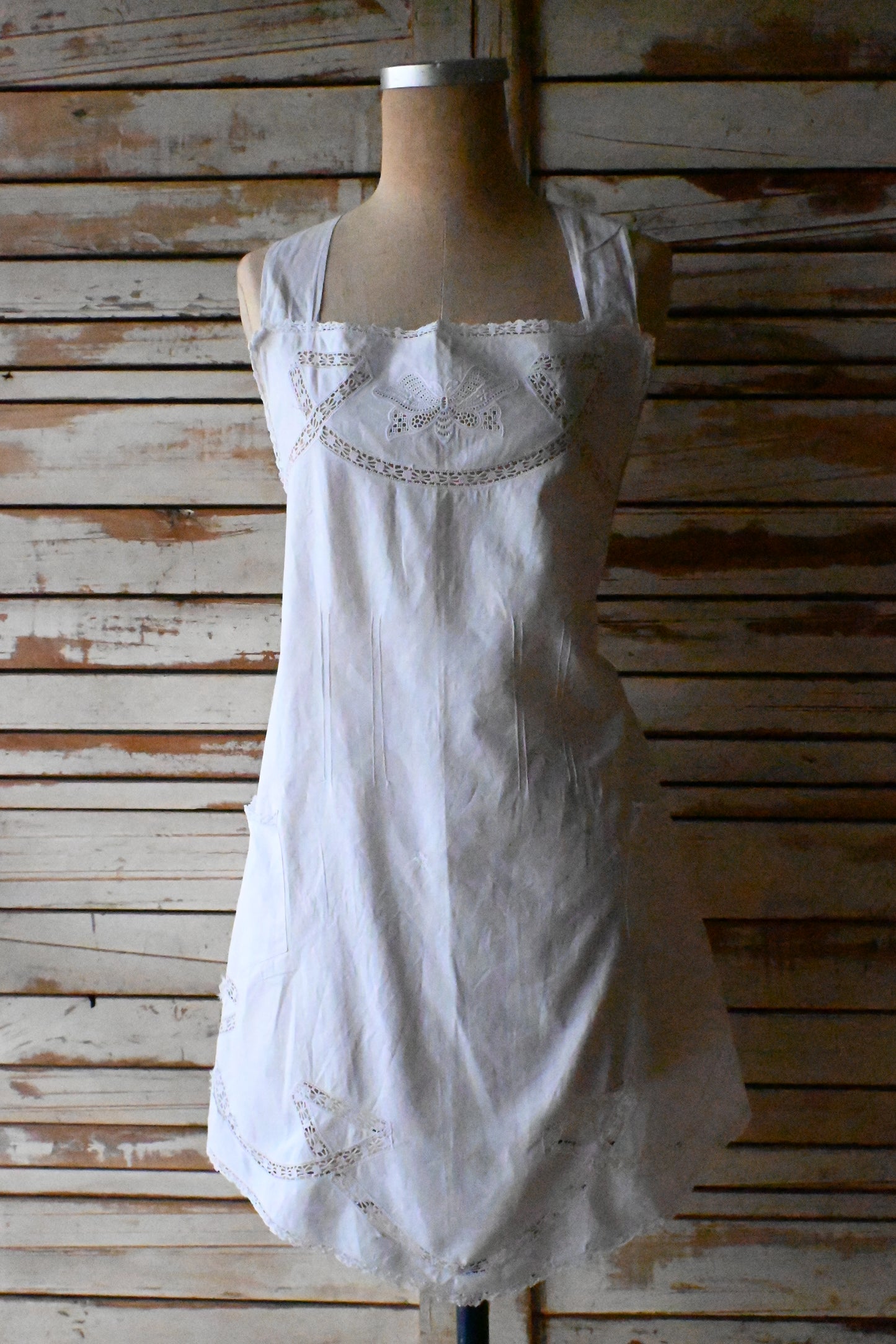 EURO Vintage cotton apron/WHITE