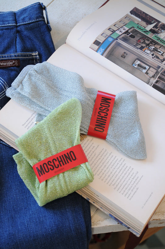 "MOSCHINO" glitter knit socks/GREEN