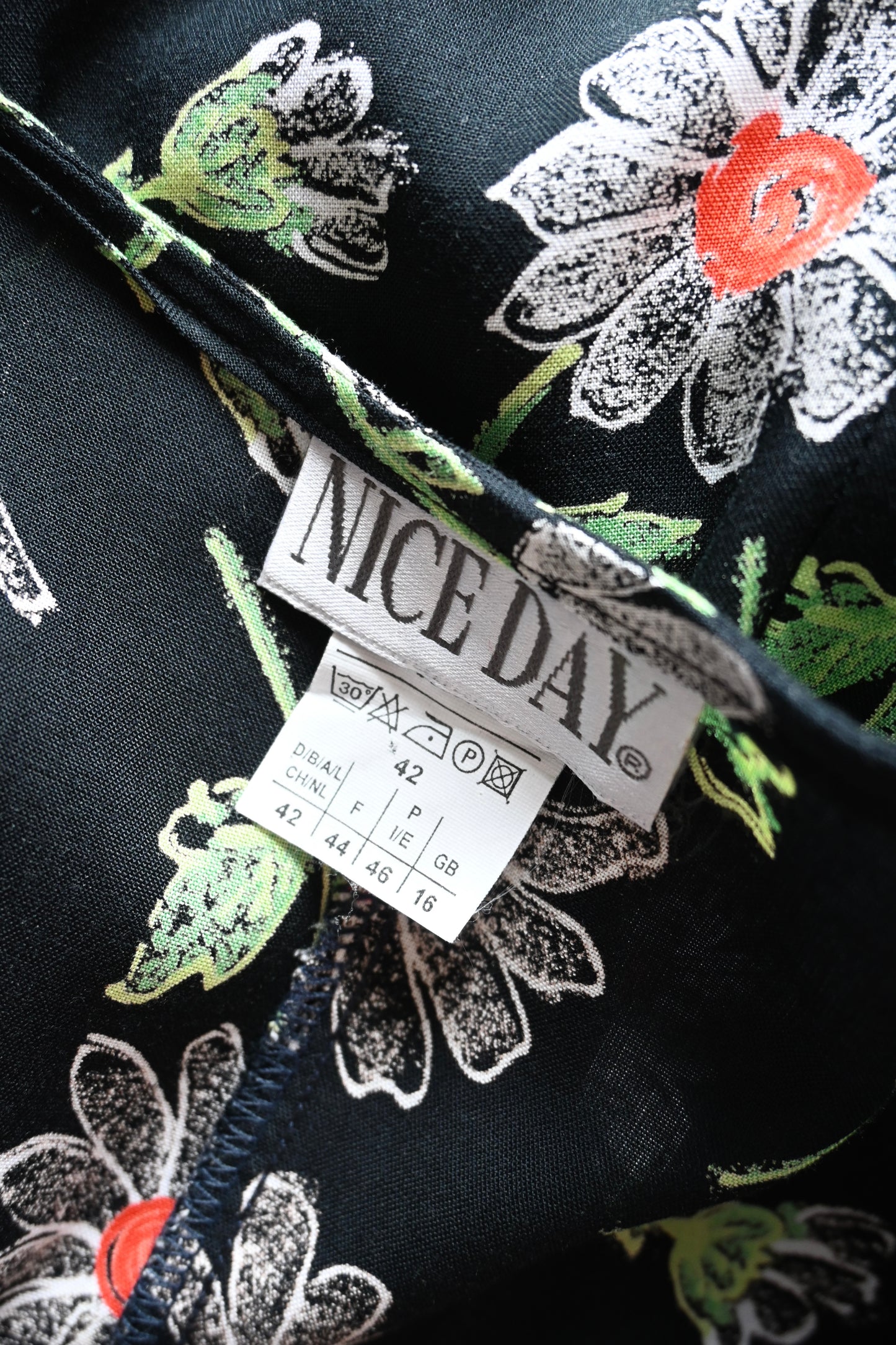 80's-90's Flower dress/BLACK