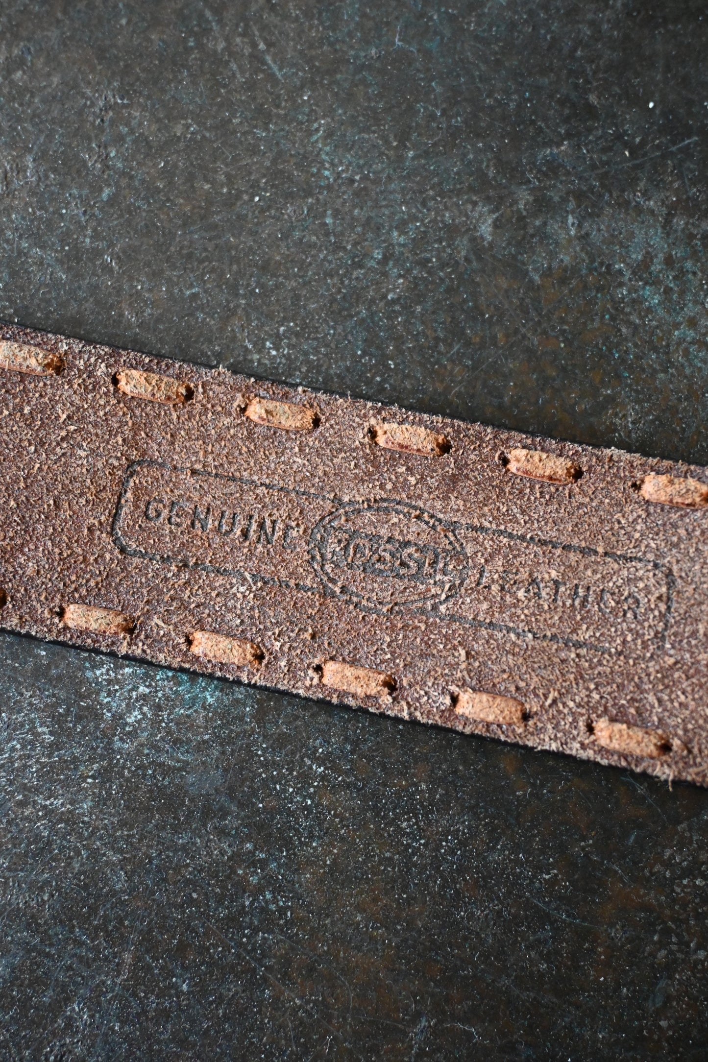 Flower leather belt/BROWN