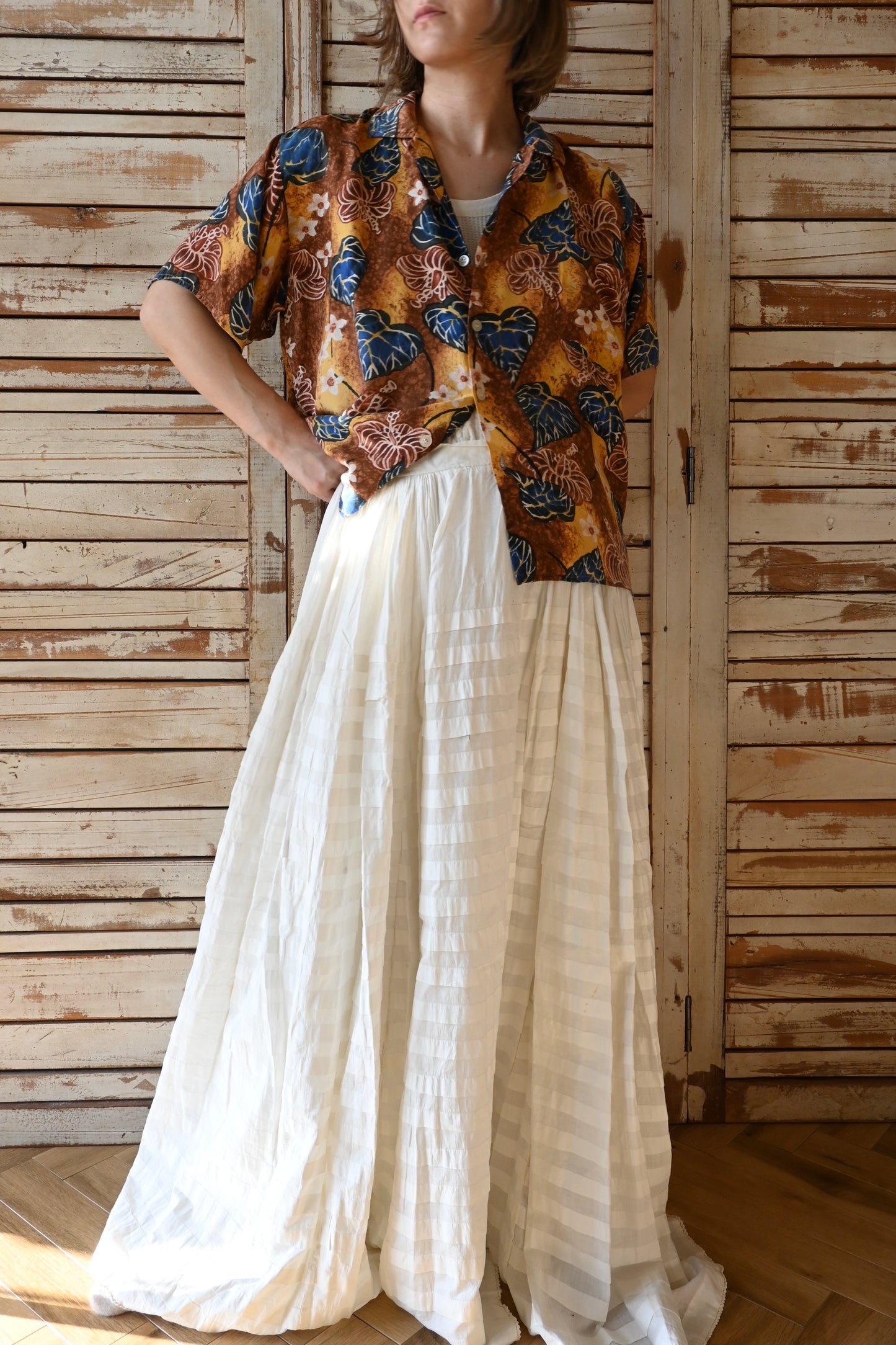 Aloha print shirt/BROWN
