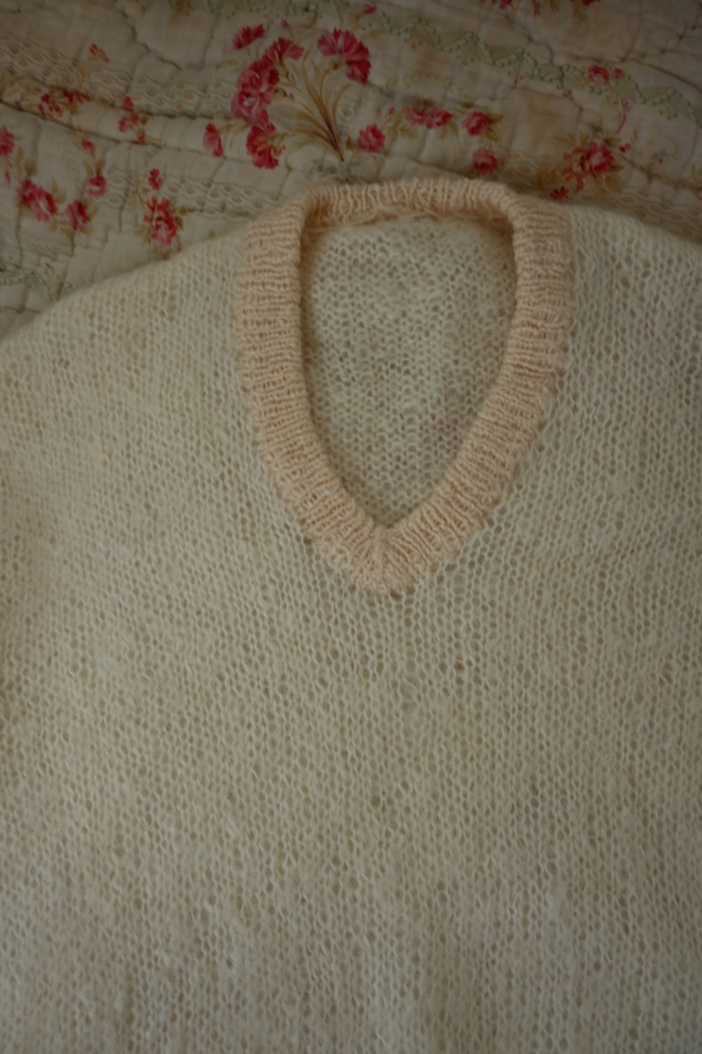 Mohair knit sweater/OFF WHITE