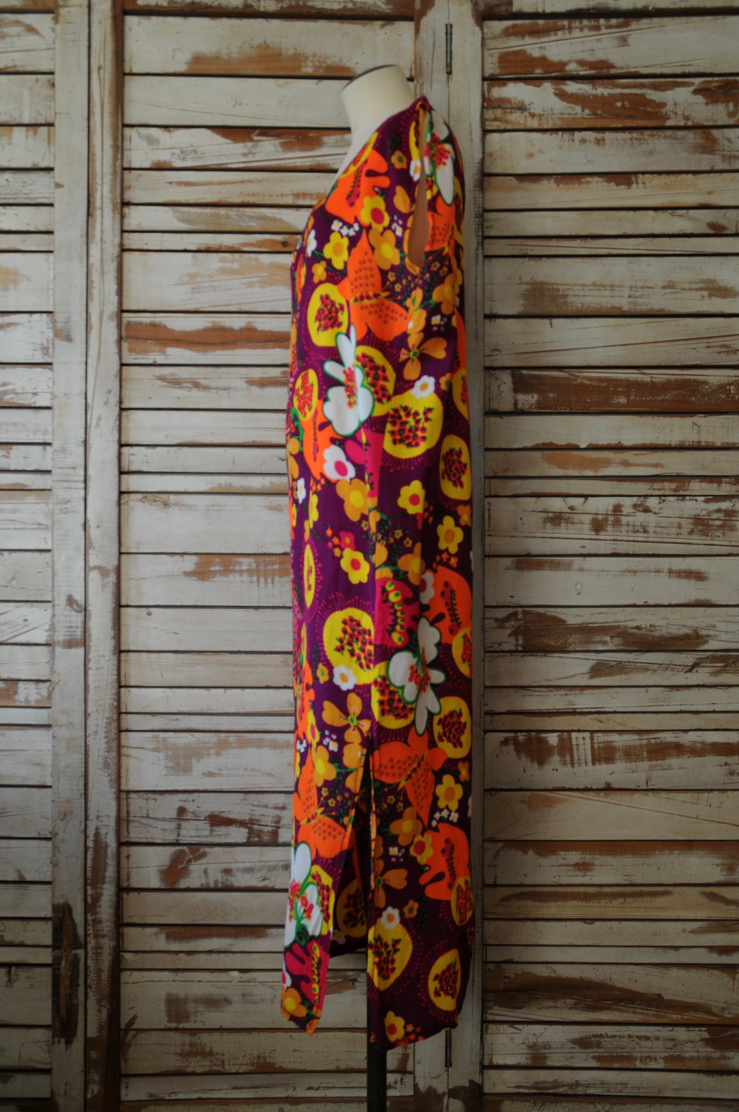 70's Vintage flower long dress/MULTI