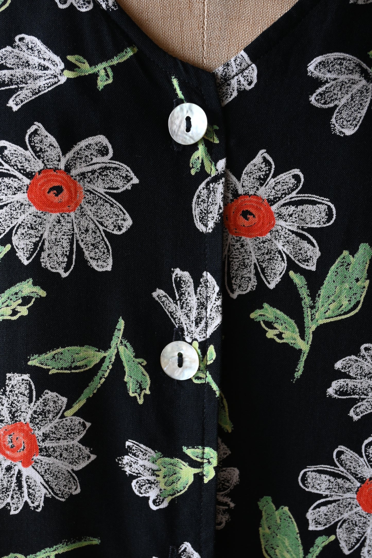 80's-90's Flower dress/BLACK