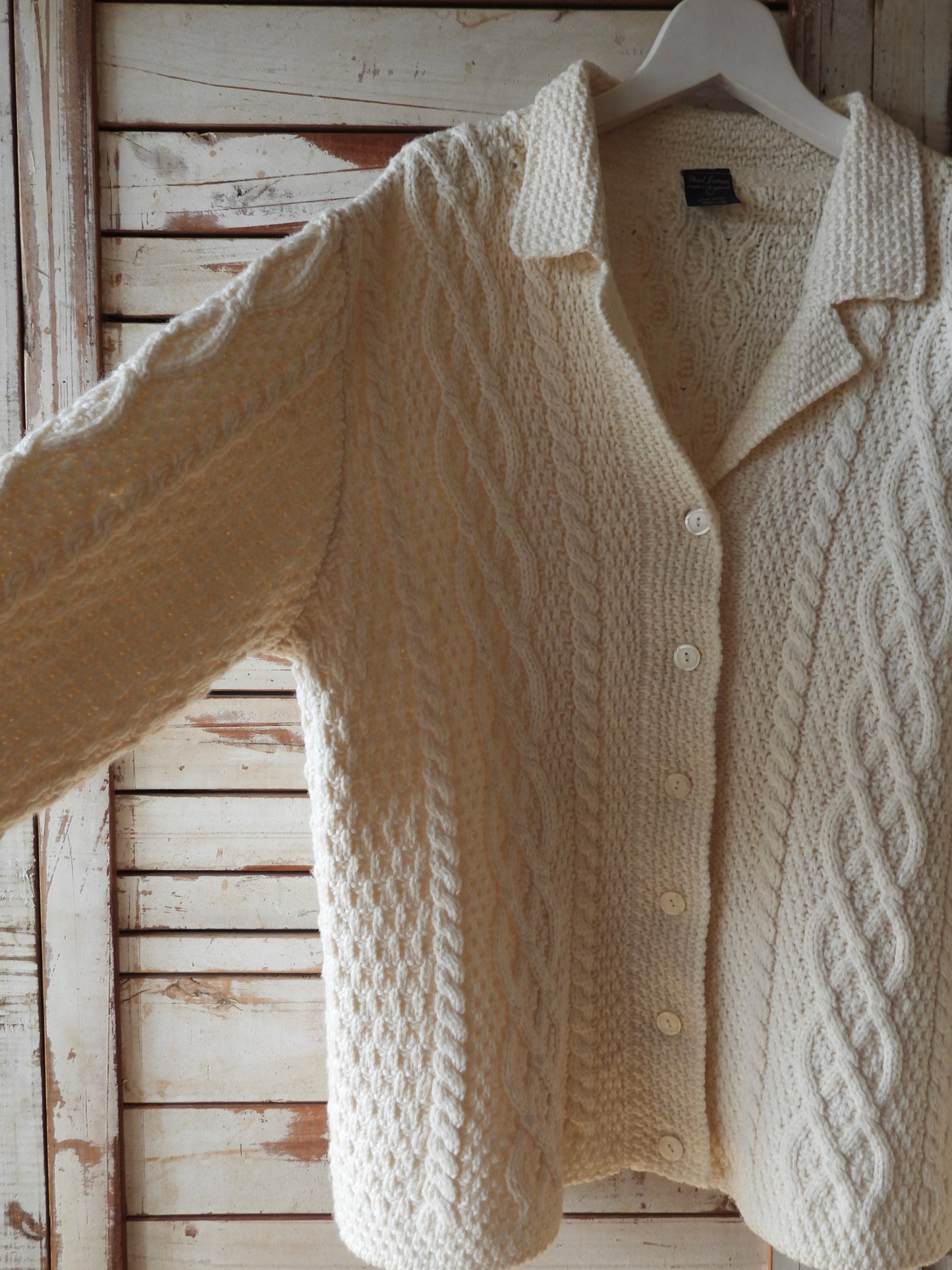 '80s Aran knit cardigan/IVORY/PAUL JAMES