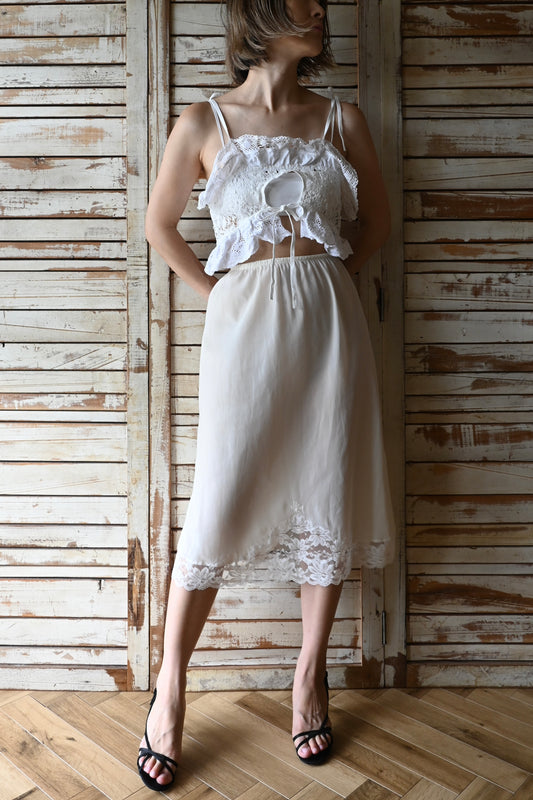 Christian Dior slip skirt/WHITE