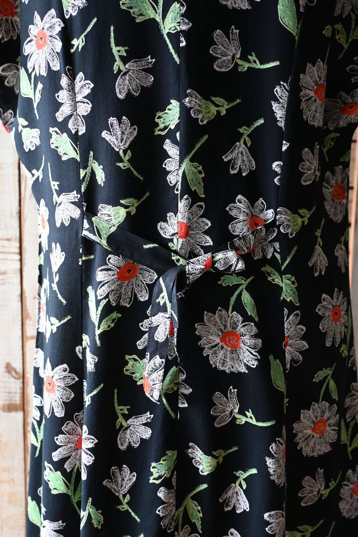 80's-90's Flower dress/BLACK