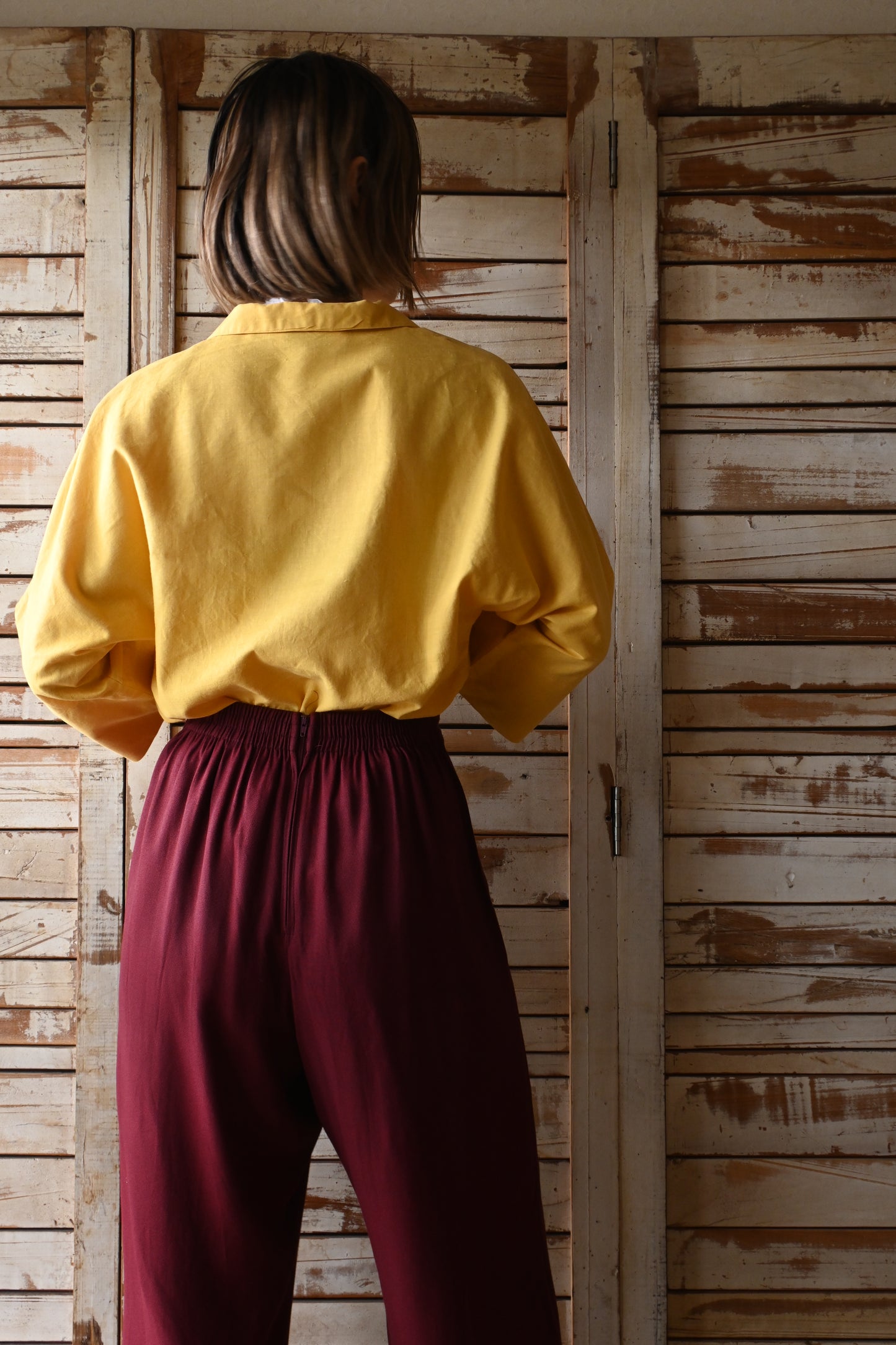 Rayon easy pants/BURGUNDY