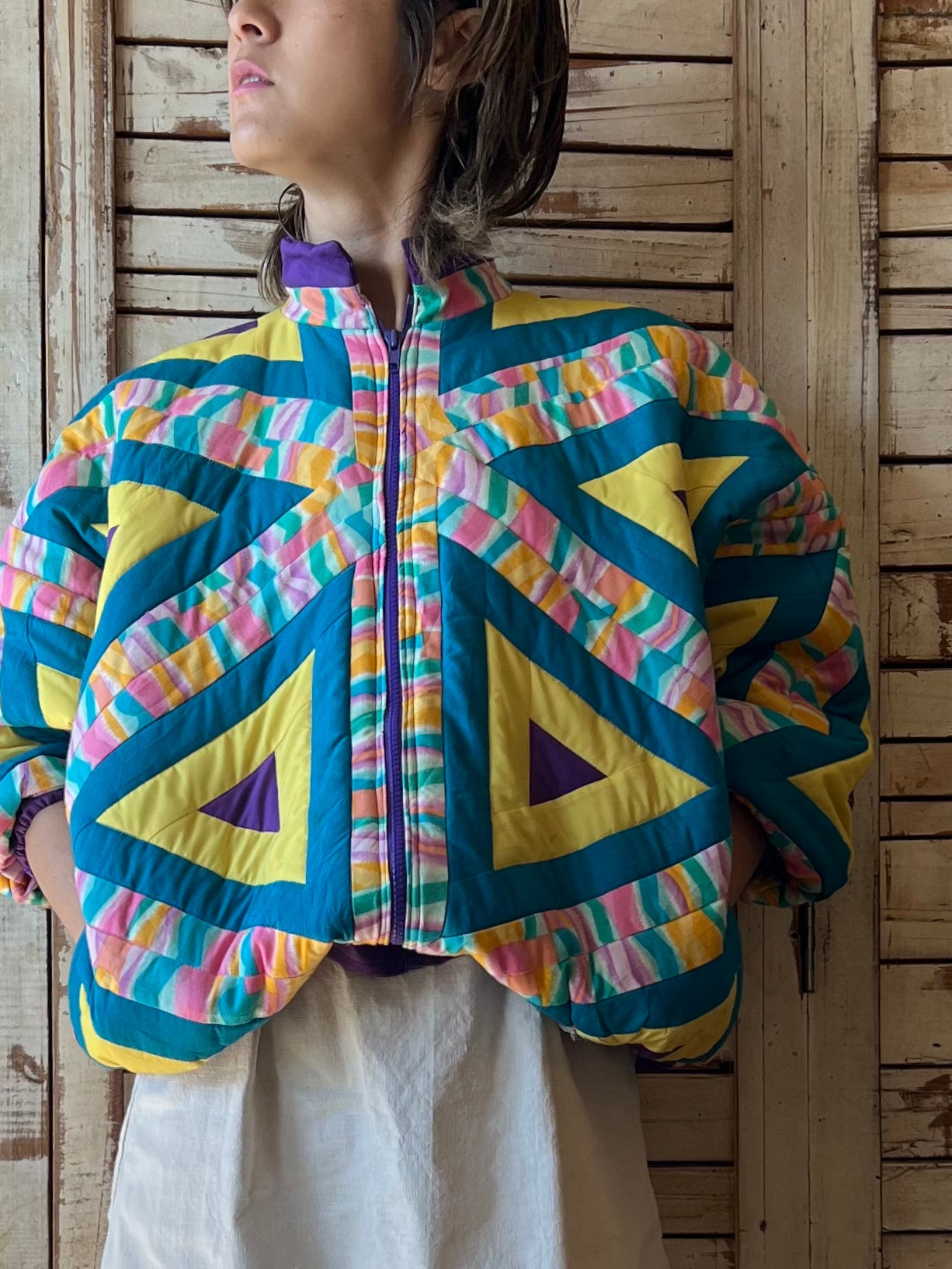 Vintage patchwork quilt jacket/MULTI