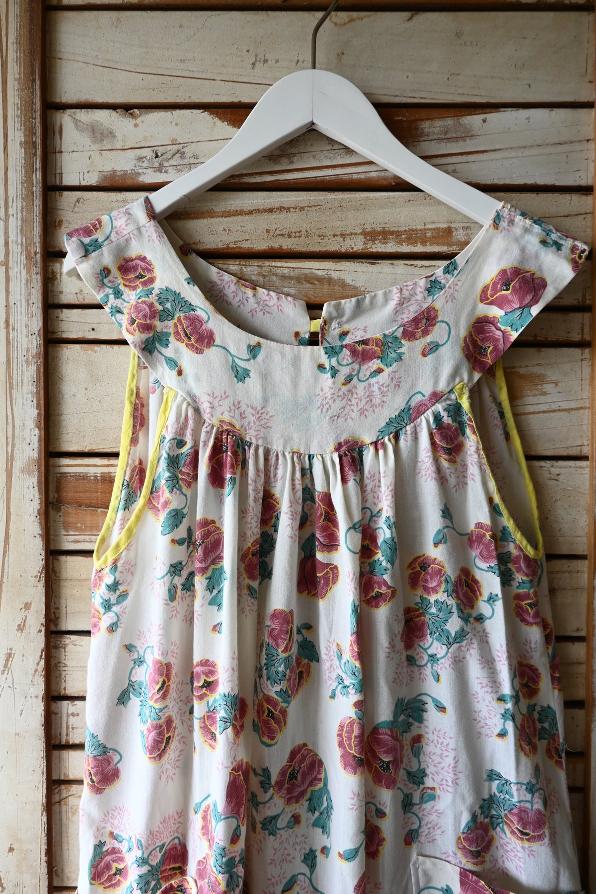 70's Flower pattern dress/IVORY