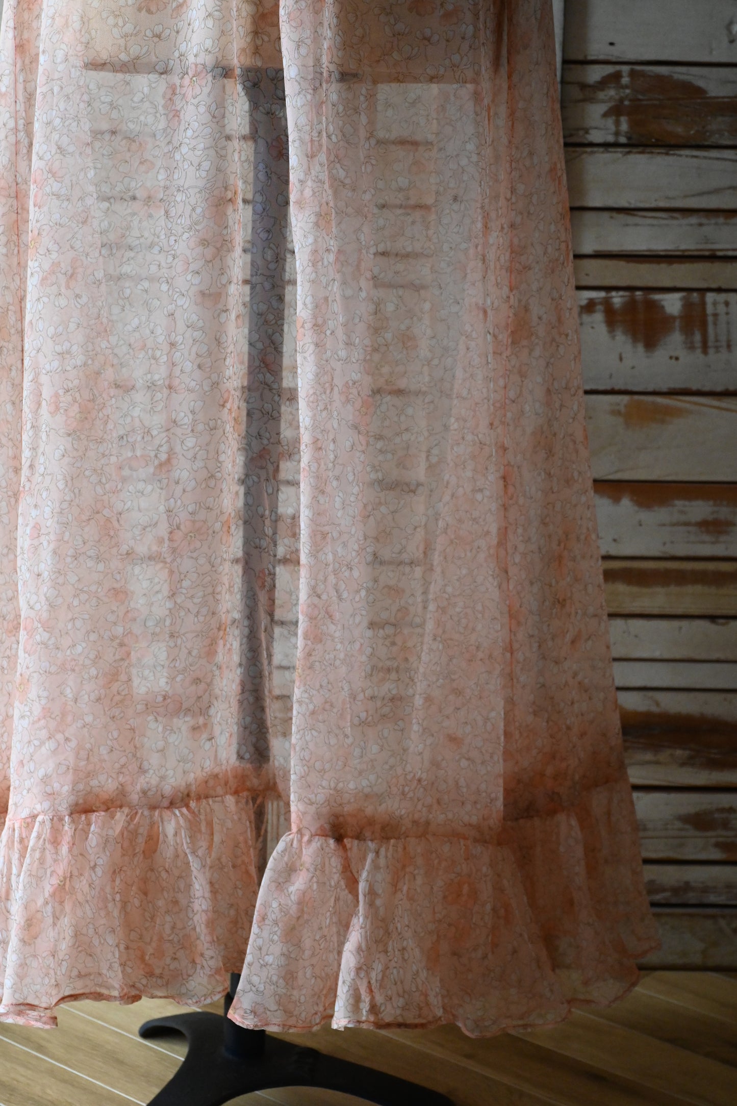 Floral sheer apron/PINK
