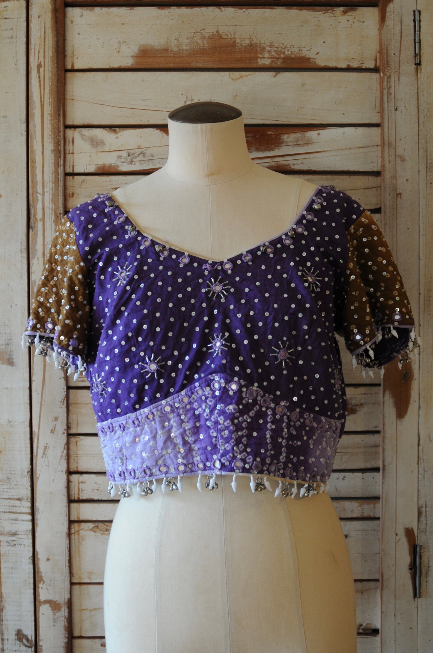 Vintage beaded blouse/PURPLE