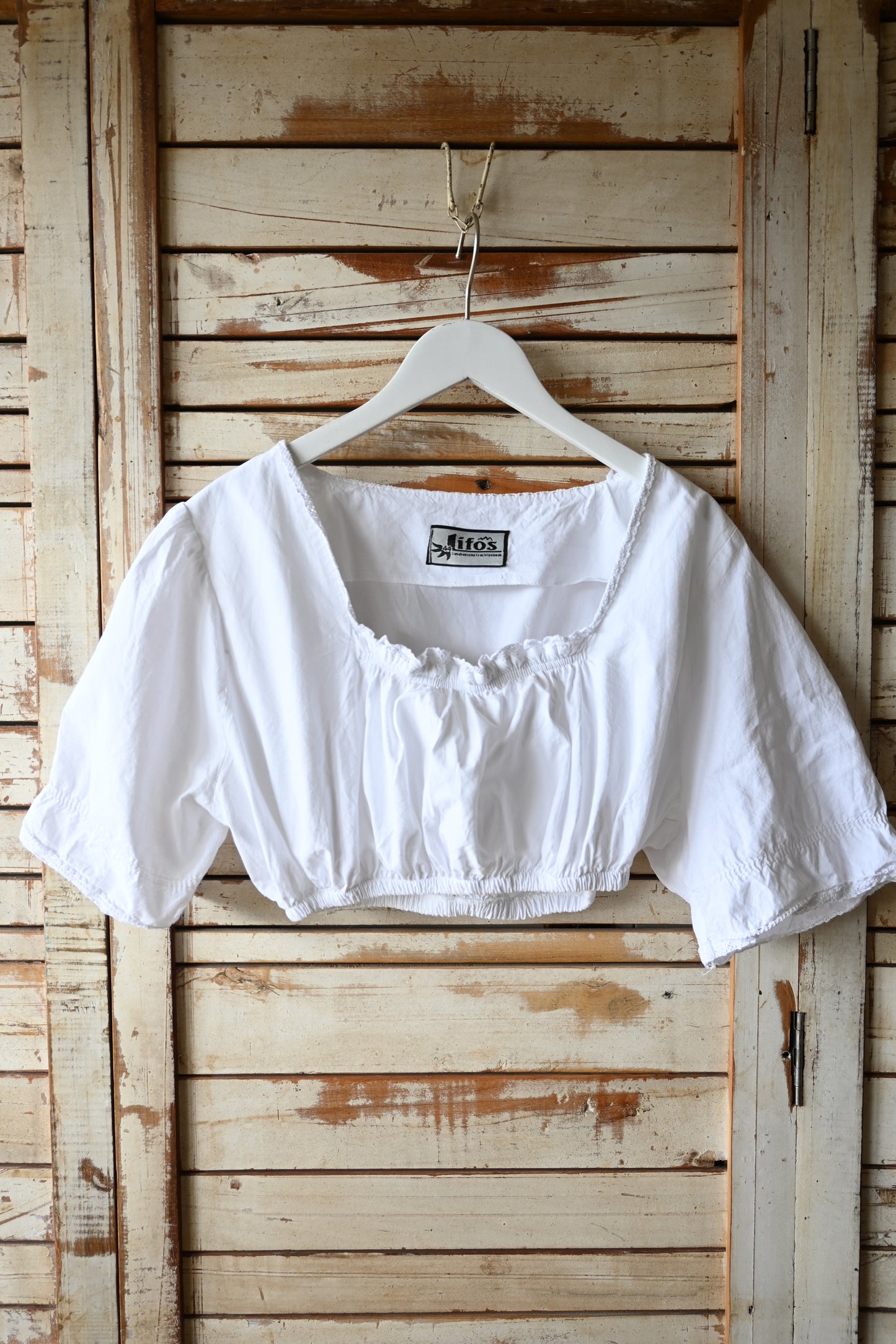 EURO Cropped cotton blouse/WHITE