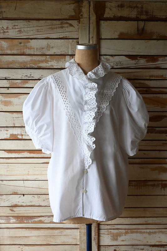 EURO Volume sleeve  blouse/WHITE