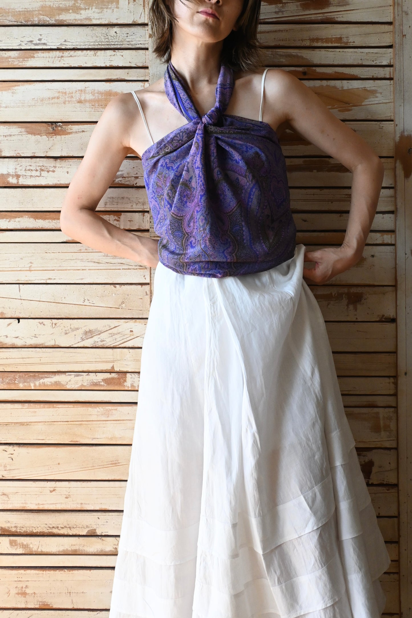 Vintage paisley scarf/PURPLE