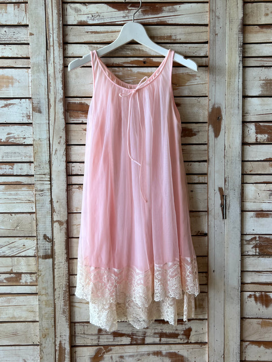 '60s-'70s Lace nighty dress/PINK